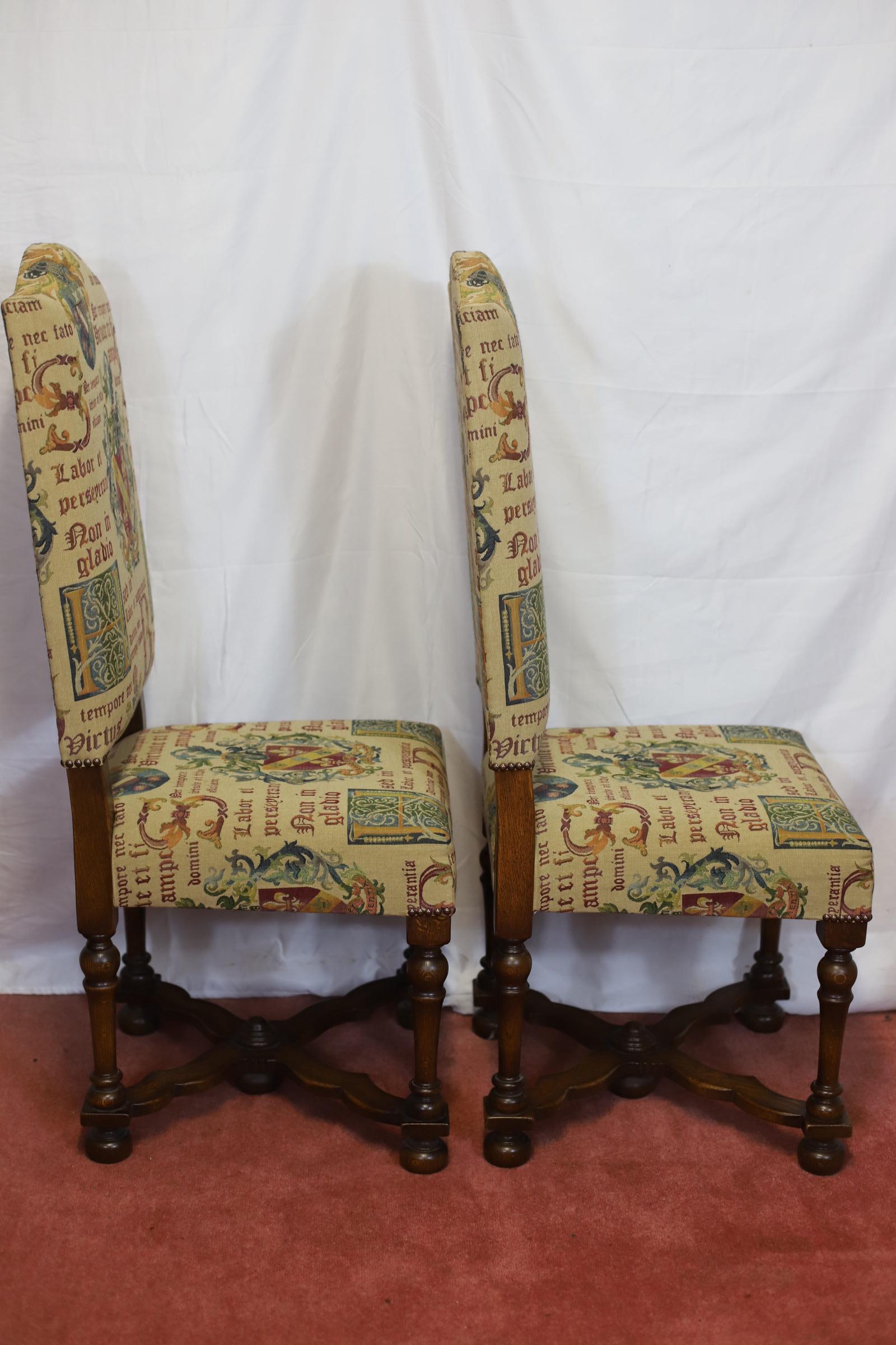 Taylor&Co Stunning Set Of Eight Oak Upholstered Dining Chairs For Sale 5