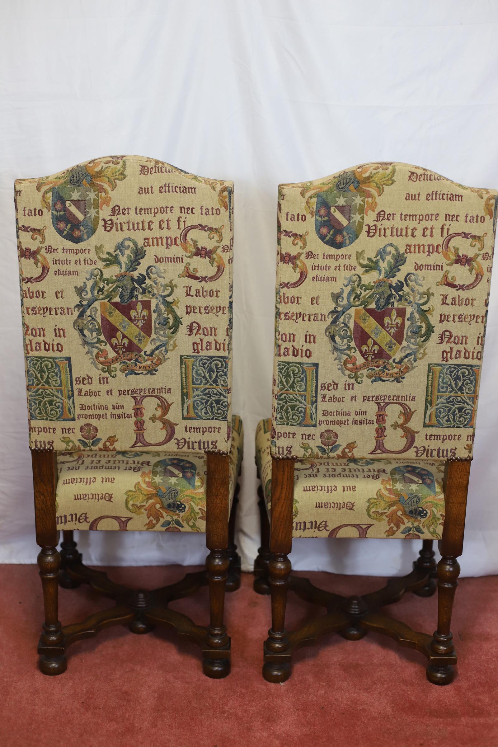 Taylor&Co Stunning Set Of Eight Oak Upholstered Dining Chairs For Sale 6
