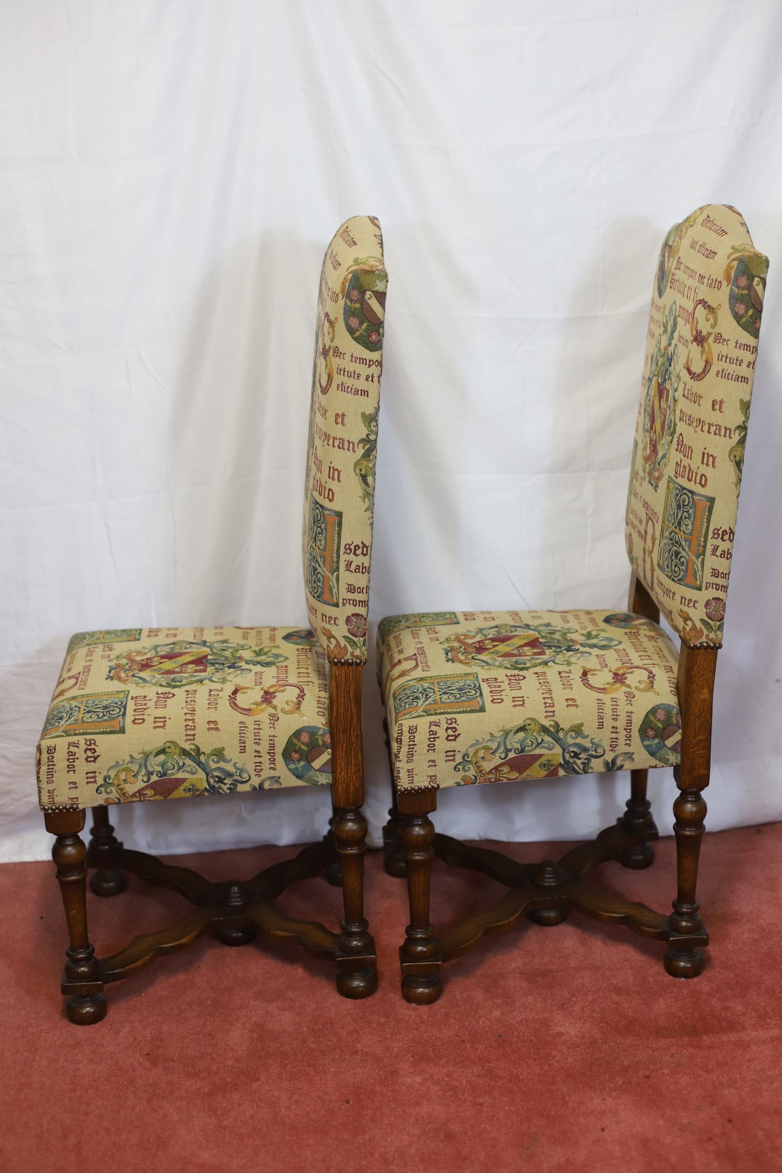 Taylor&Co Stunning Set Of Eight Oak Upholstered Dining Chairs For Sale 7
