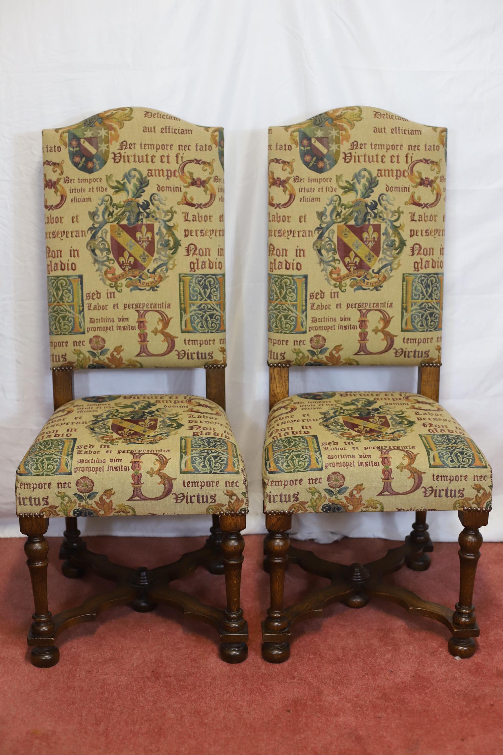 Taylor&Co Stunning Set Of Eight Oak Upholstered Dining Chairs For Sale 8