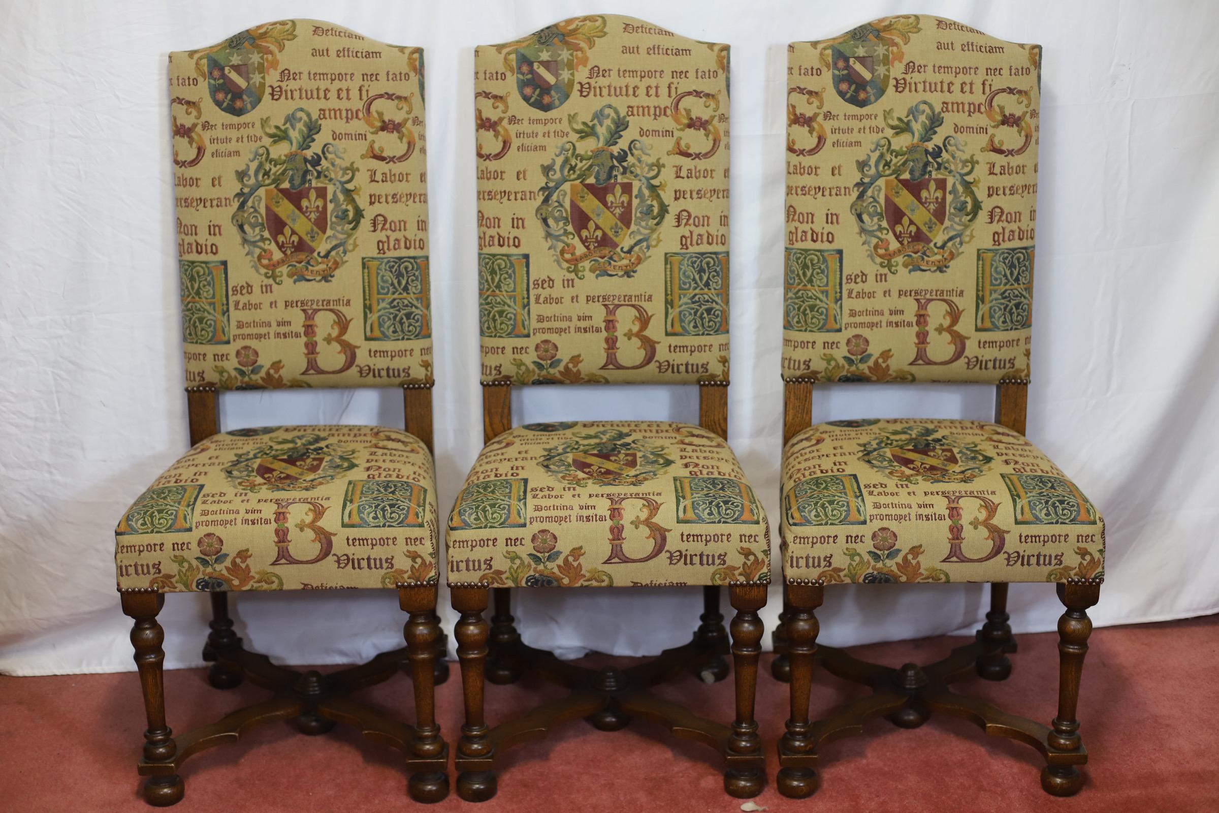British Taylor&Co Stunning Set Of Eight Oak Upholstered Dining Chairs For Sale