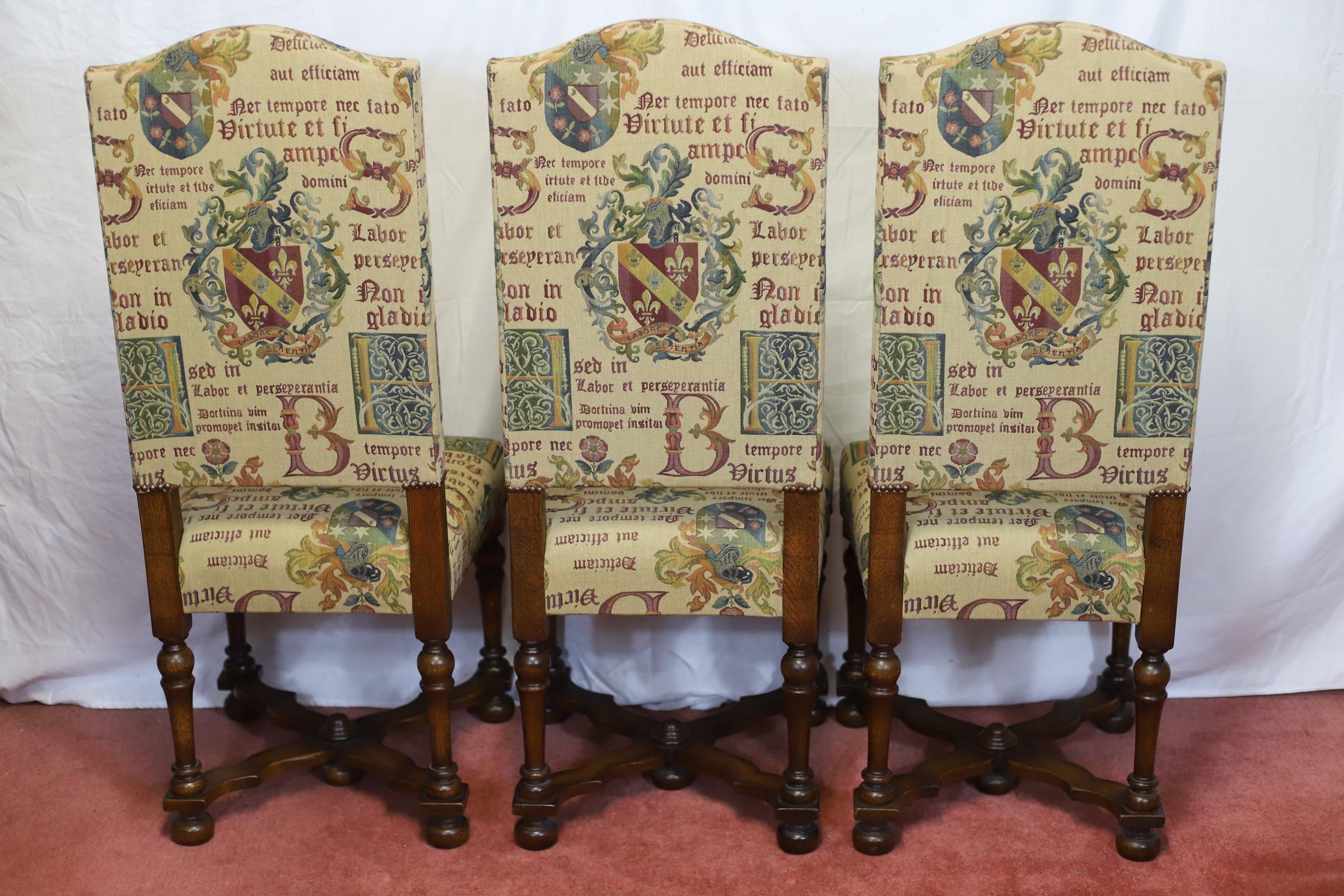 Taylor&Co Stunning Set Of Eight Oak Upholstered Dining Chairs In Good Condition For Sale In Crawley, GB