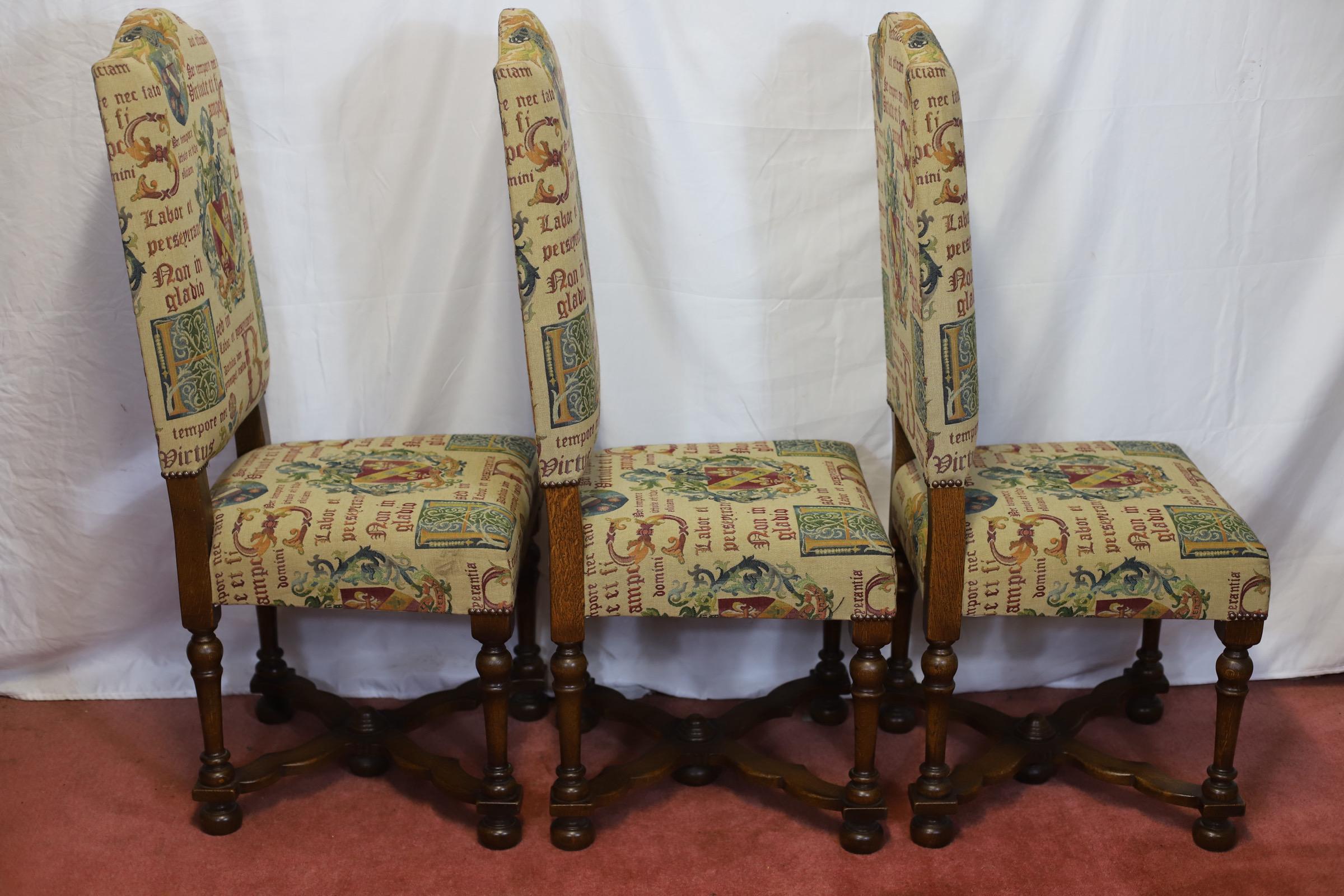 Taylor&Co Stunning Set Of Eight Oak Upholstered Dining Chairs For Sale 1