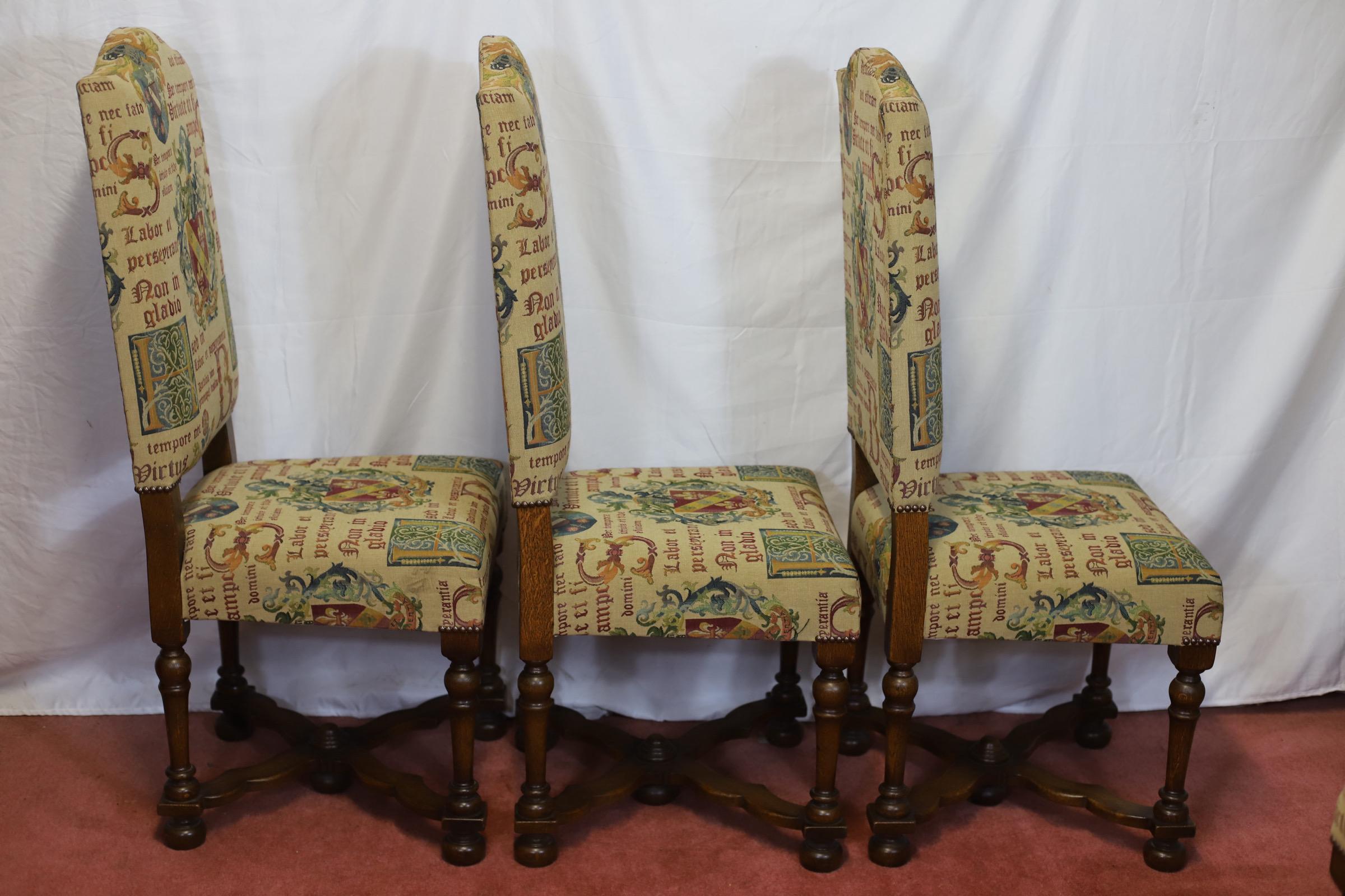 Taylor&Co Stunning Set Of Eight Oak Upholstered Dining Chairs For Sale 2
