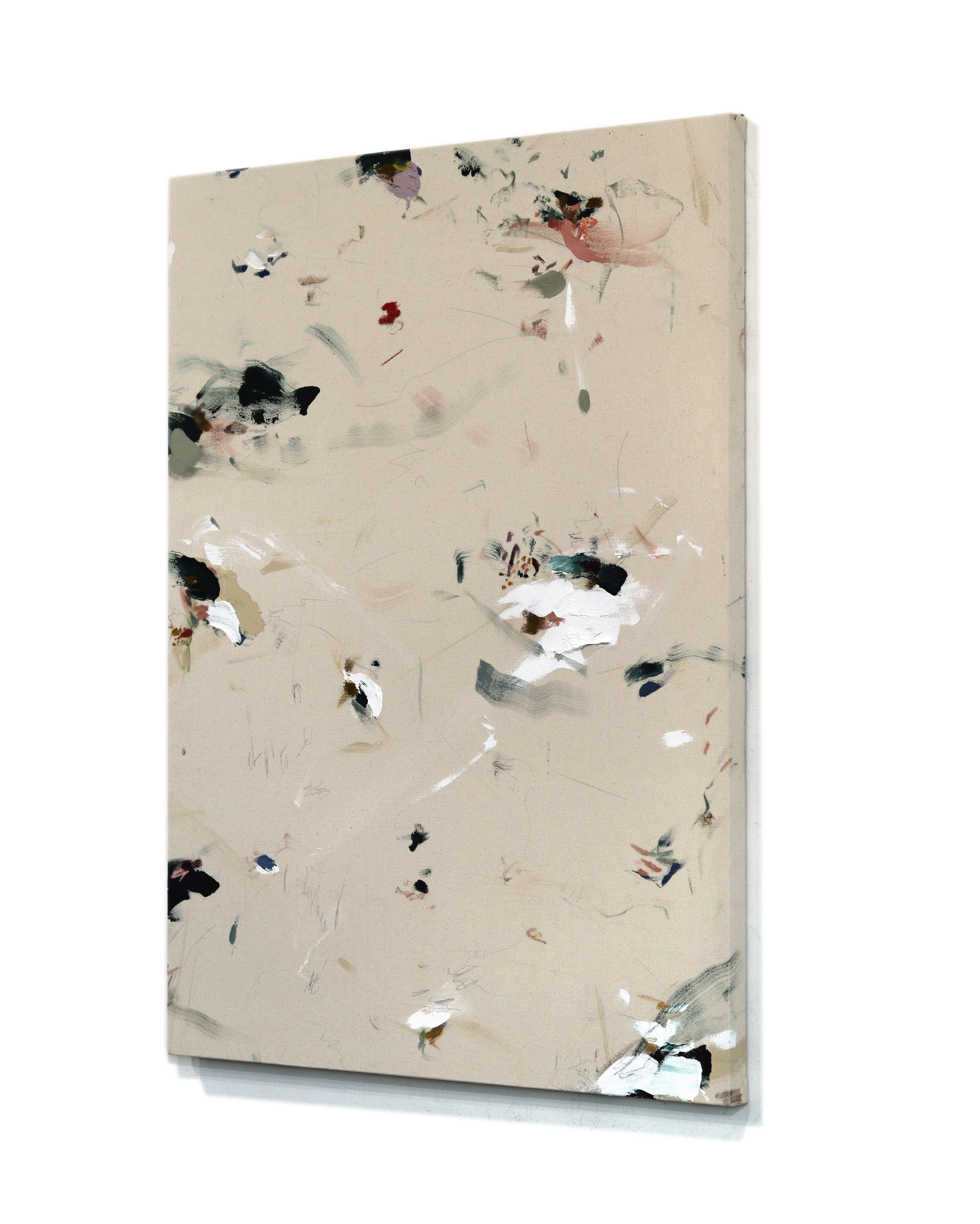 Llámalo fácil - Gran pintura original contemporánea abstracta con textura sobre lienzo - Abstract Painting Beige de Taylour Martin