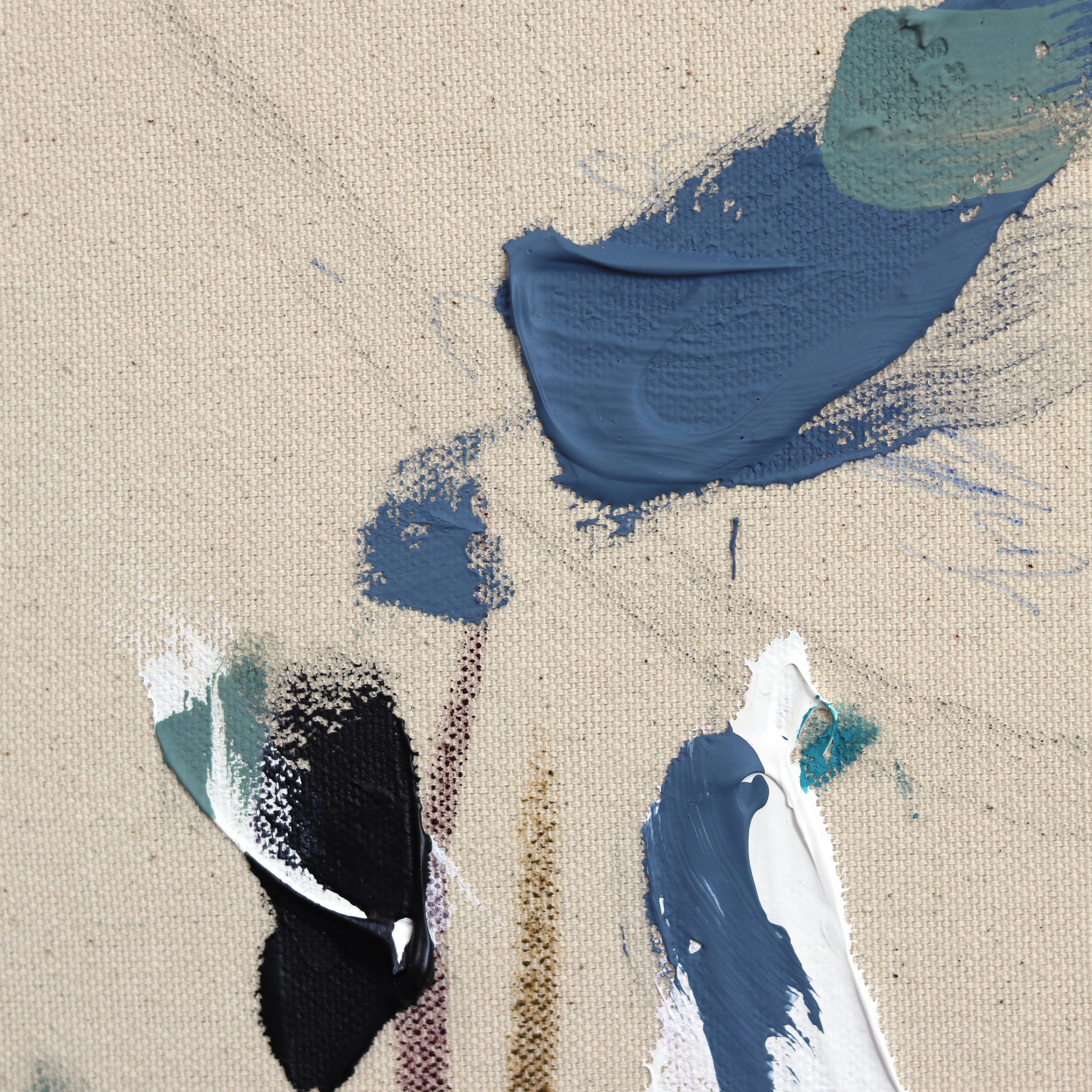 Te llamo la semana que viene - Pintura abstracta sobre lienzo natural crudo - Painting Minimalista de Taylour Martin