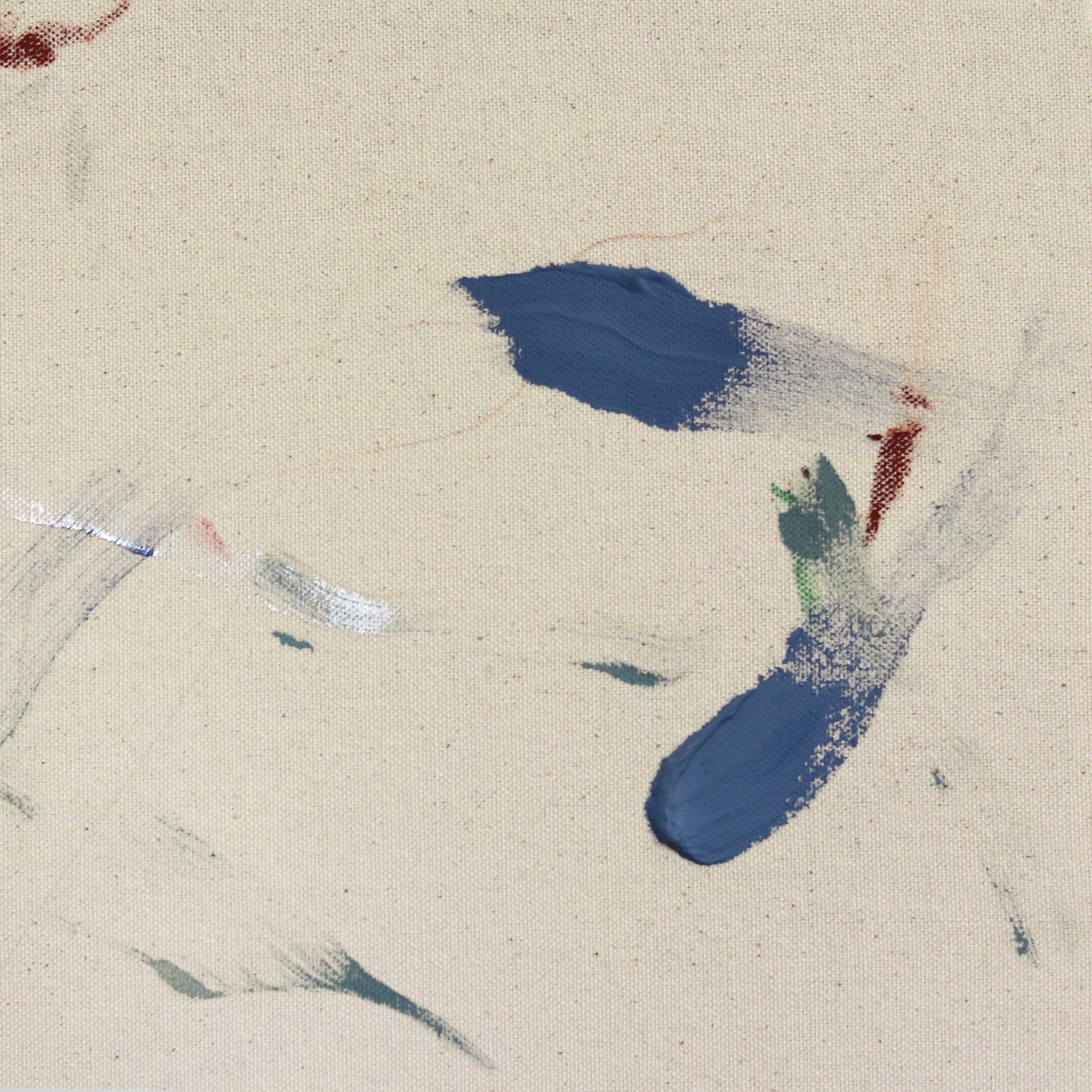 Te llamo la semana que viene - Pintura abstracta sobre lienzo natural crudo en venta 3
