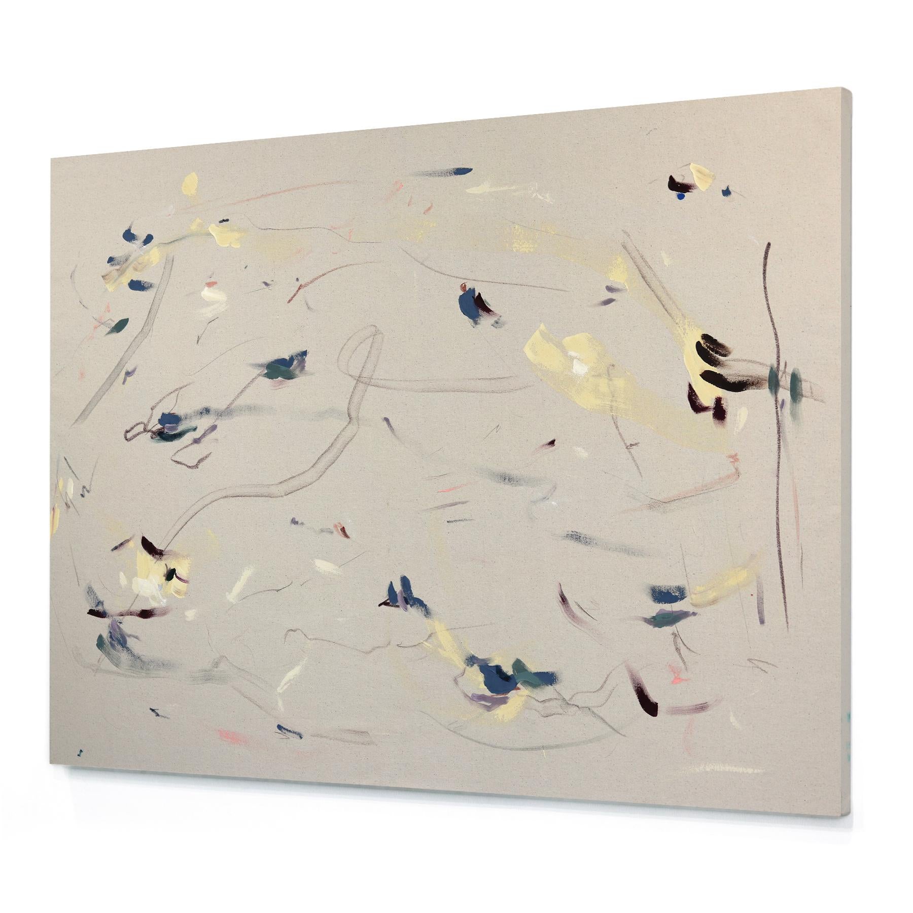 Cross My Mind, peinture abstraite minimaliste sur toile naturelle en vente 1