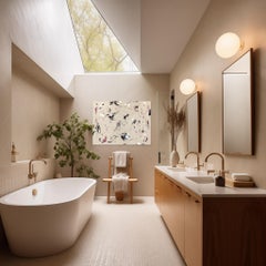 Float - Minimalist Abstract Painting on Natural Canvas