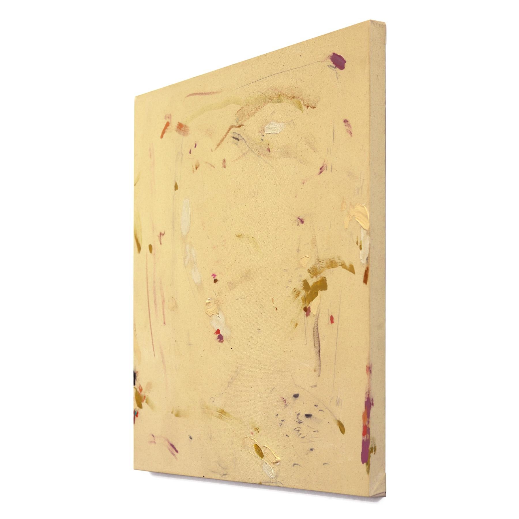 Game. Set. Match - Original Minimalist Butter Yellow Abstract Textural Painting For Sale 2