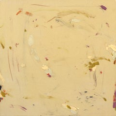 Game. Set. Match - Original Minimalist Butter Yellow Abstract Textural Painting