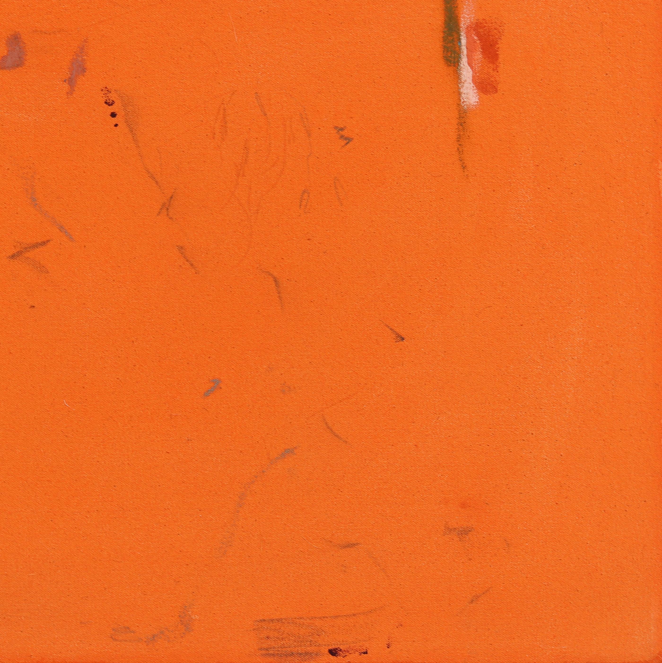 Glass Octopus - Original Vibrant Orange Abstract Textural Painting on Canvas For Sale 1