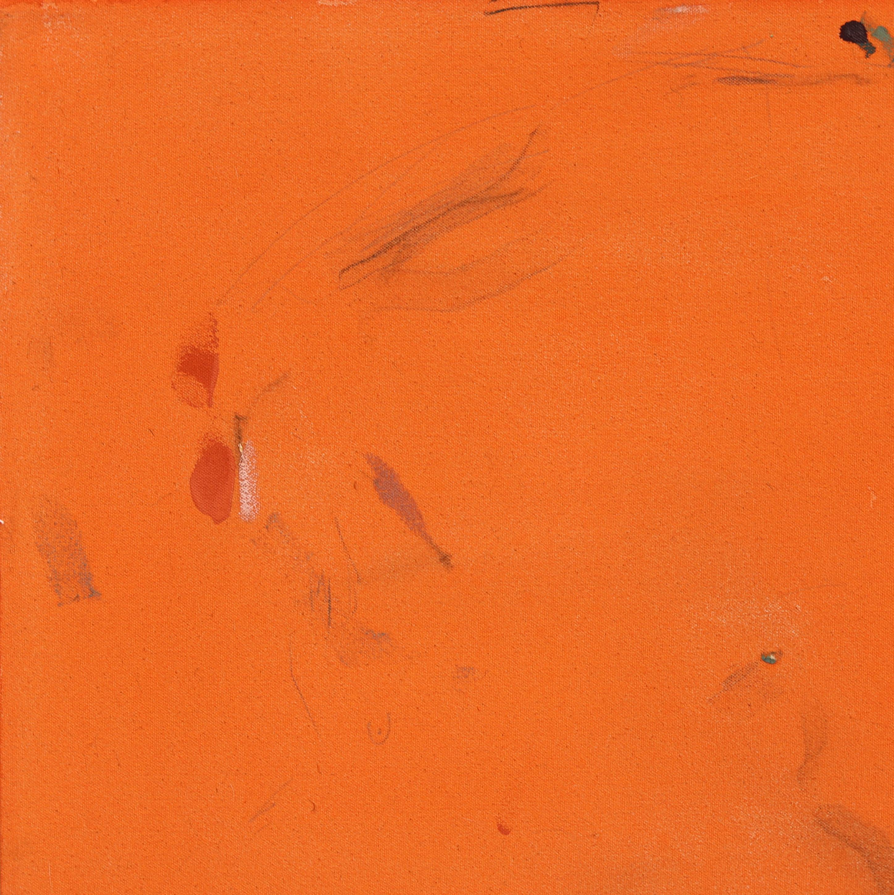 Glass Octopus - Original Vibrant Orange Abstract Textural Painting on Canvas For Sale 3