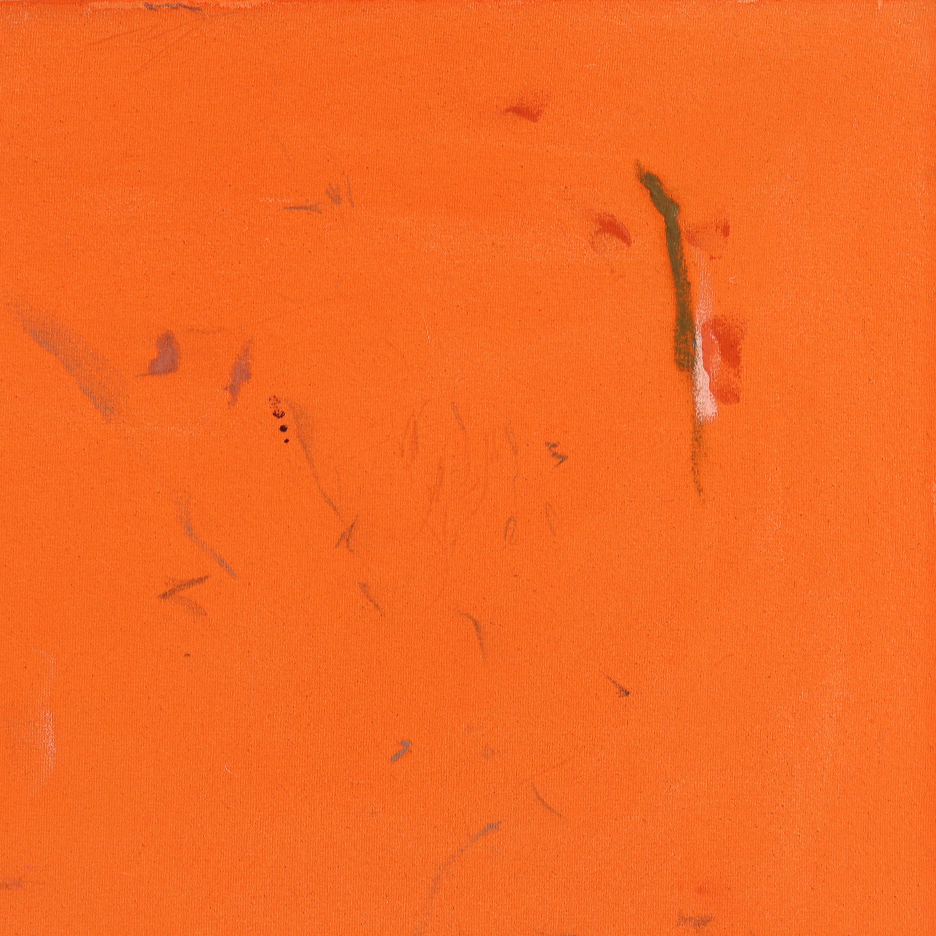 Glass Octopus - Original Vibrant Orange Abstract Textural Painting on Canvas For Sale 5