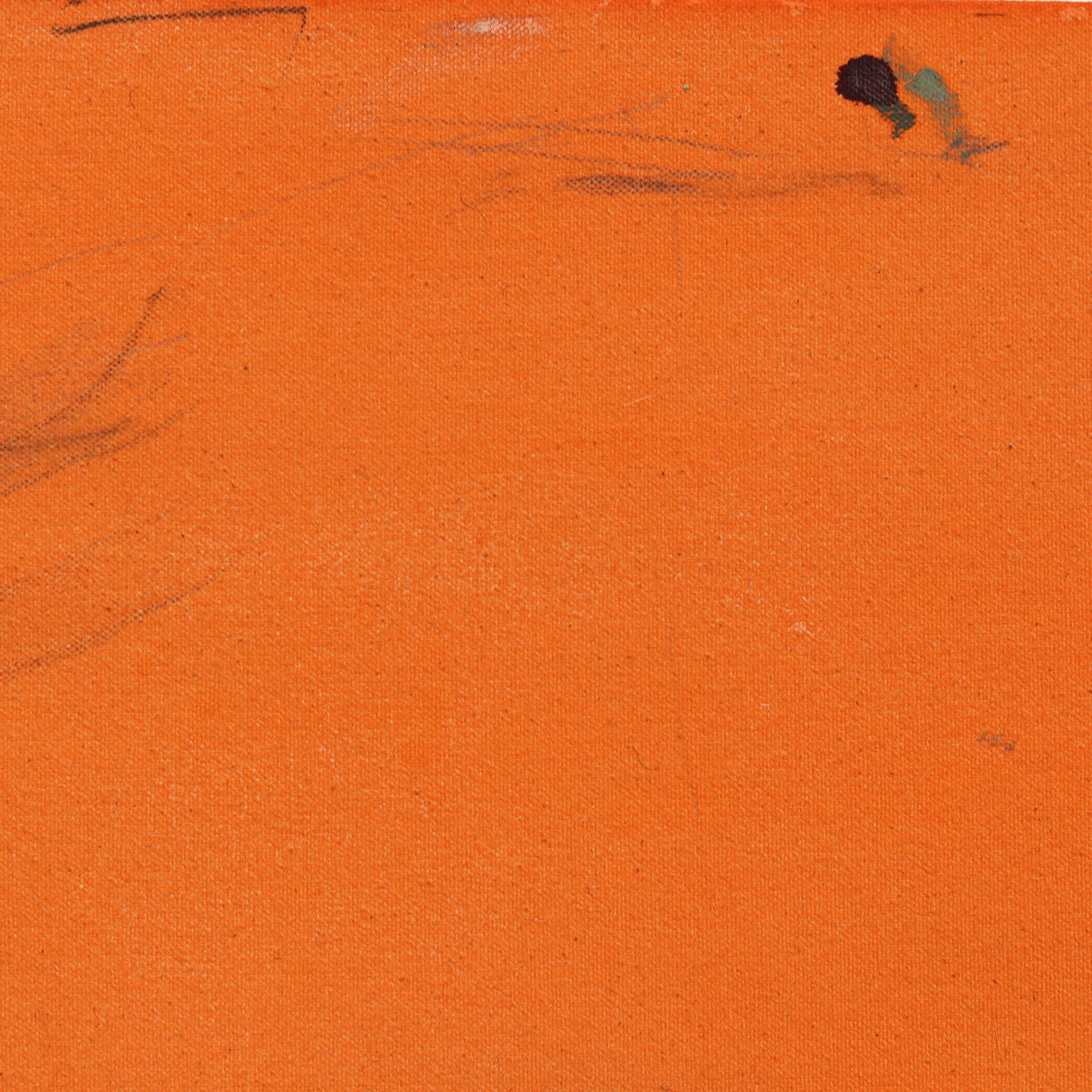 Glass Octopus - Original Vibrant Orange Abstract Textural Painting on Canvas For Sale 6