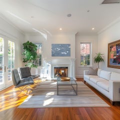 Hands Over My Eyes - Original Minimalist Dusty Blue Abstract Textural Painting