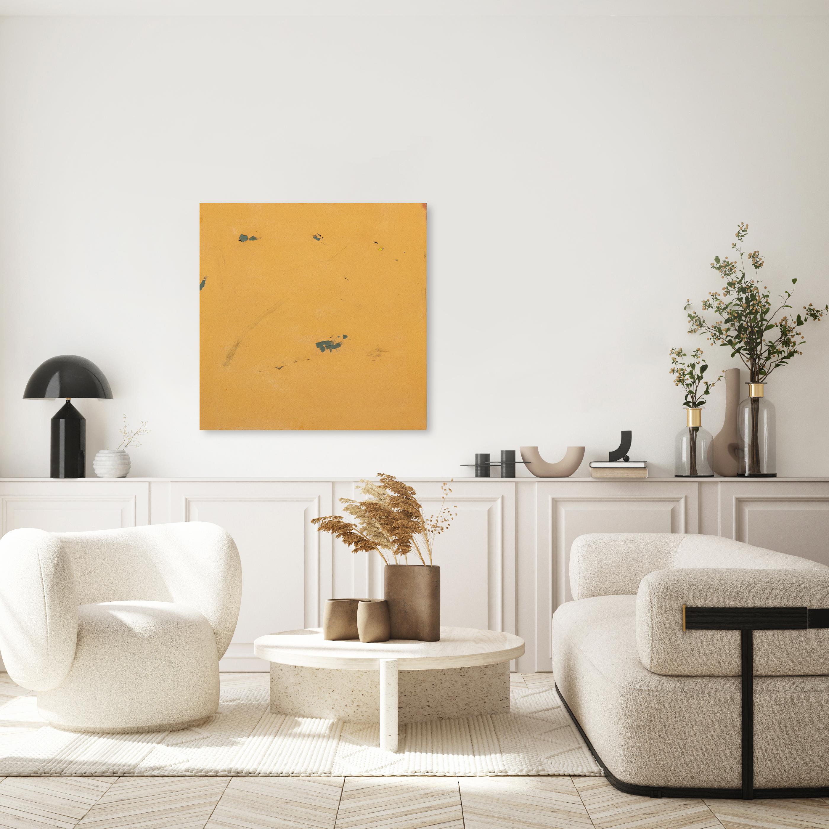 I Contain Multitudes - Original Minimalist Yellow Abstract Textural Painting For Sale 4
