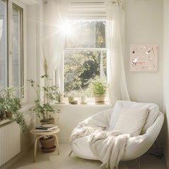 It's Never Serious - Minimalist Abstract Painting on Natural Canvas