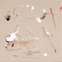 It's Never Serious - Peinture abstraite minimaliste sur toile naturelle
