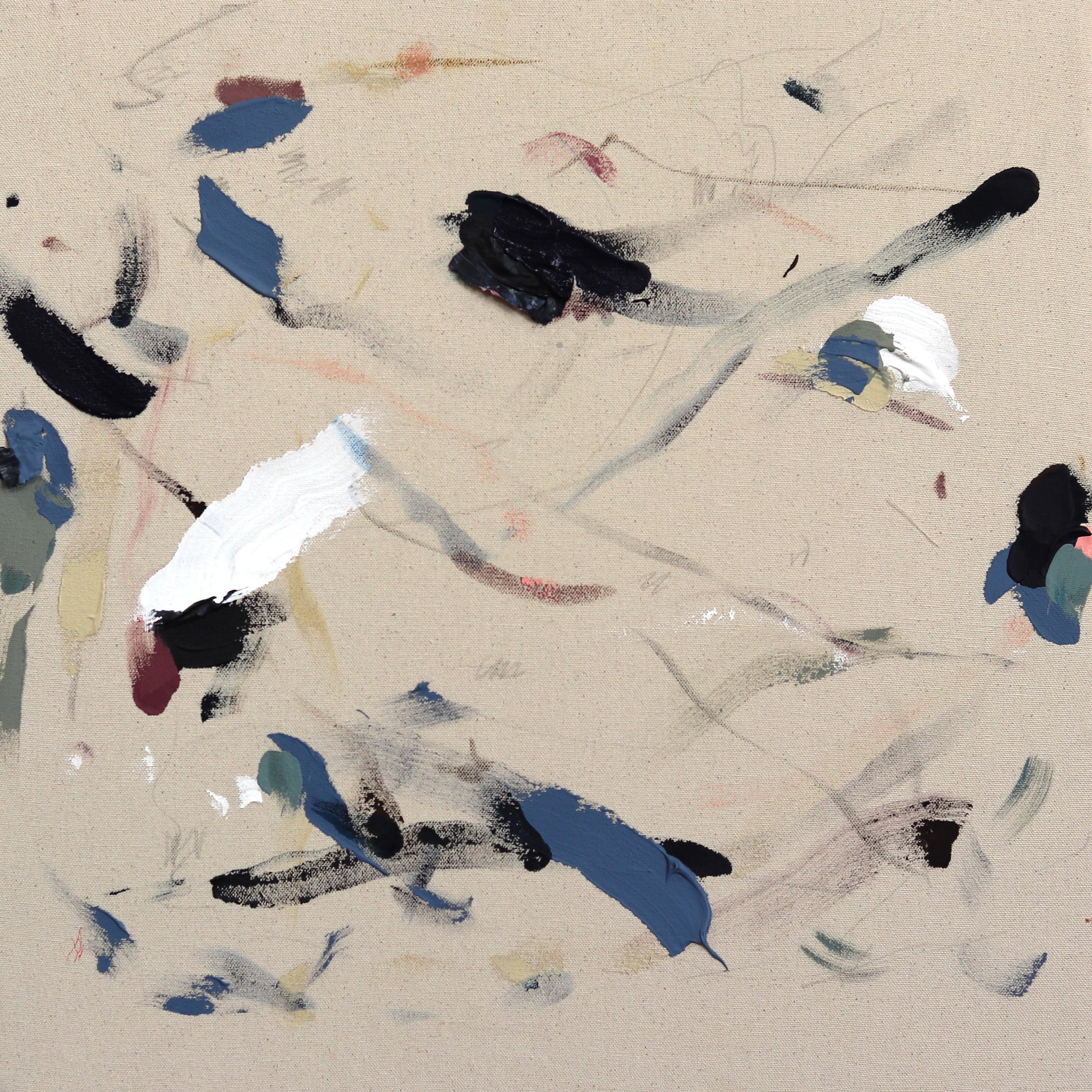 Lo aprendido y lo olvidado - Pintura abstracta sobre lienzo natural crudo