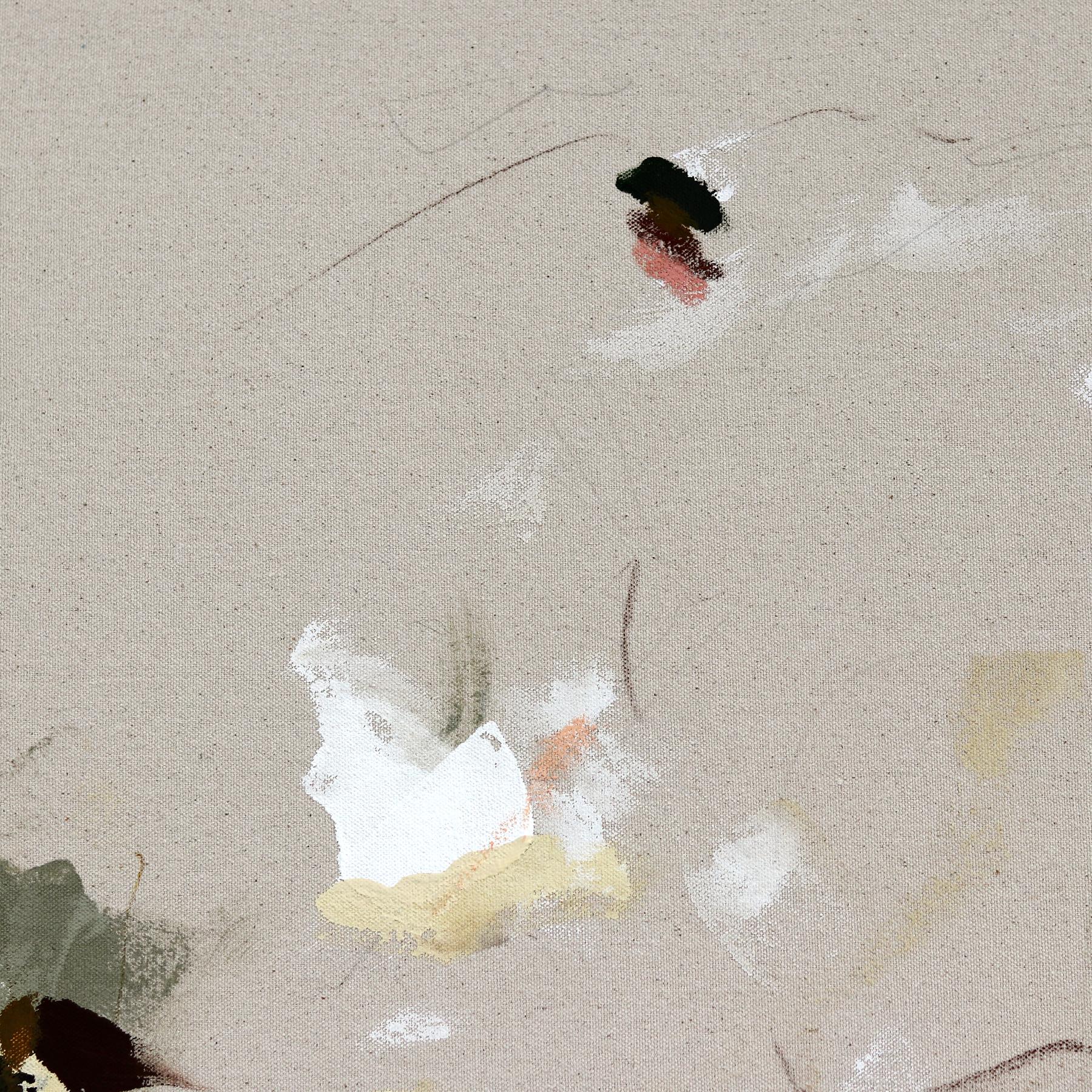Little Things - Minimalist Abstract Painting on Natural Canvas 1