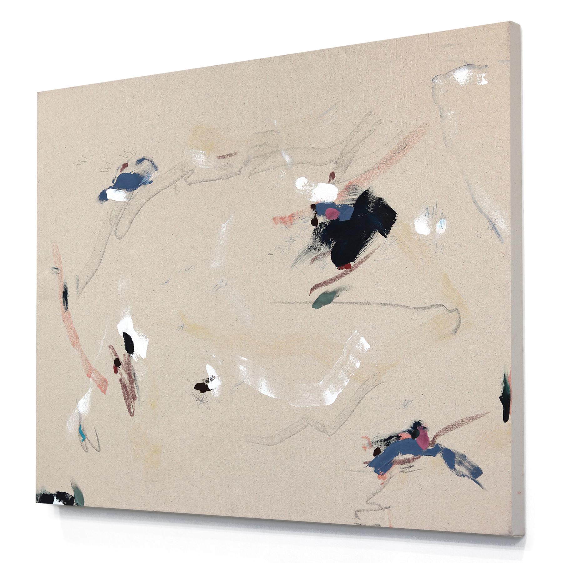 Night Drive, peinture abstraite minimaliste sur toile naturelle en vente 2