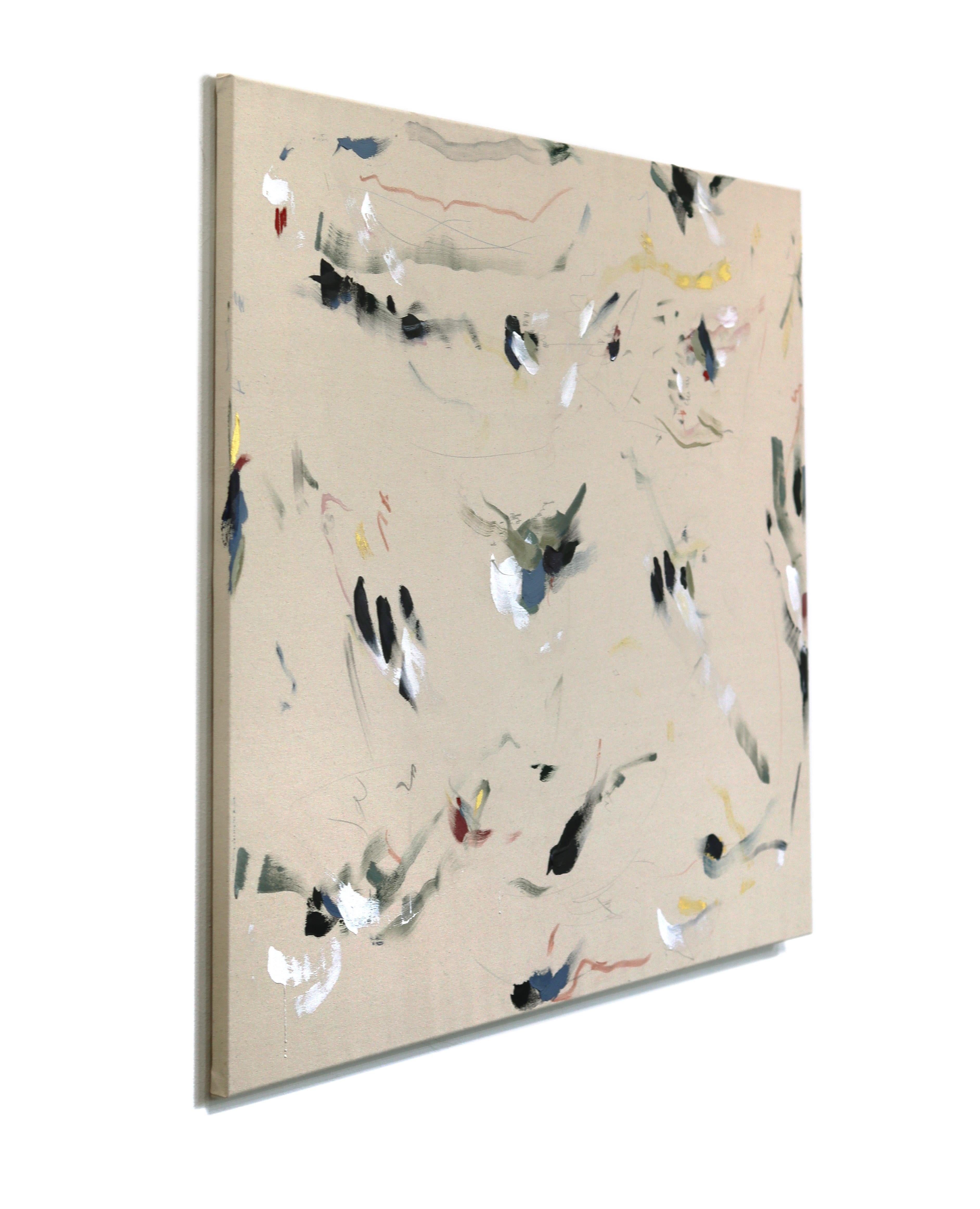 Muñecas de papel - Pintura original contemporánea abstracta textural sobre lienzo en venta 1