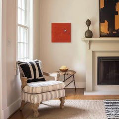 Soup Before Noon - Abstract Modern Red Minimalist Mixed Media Artwork on Canvas