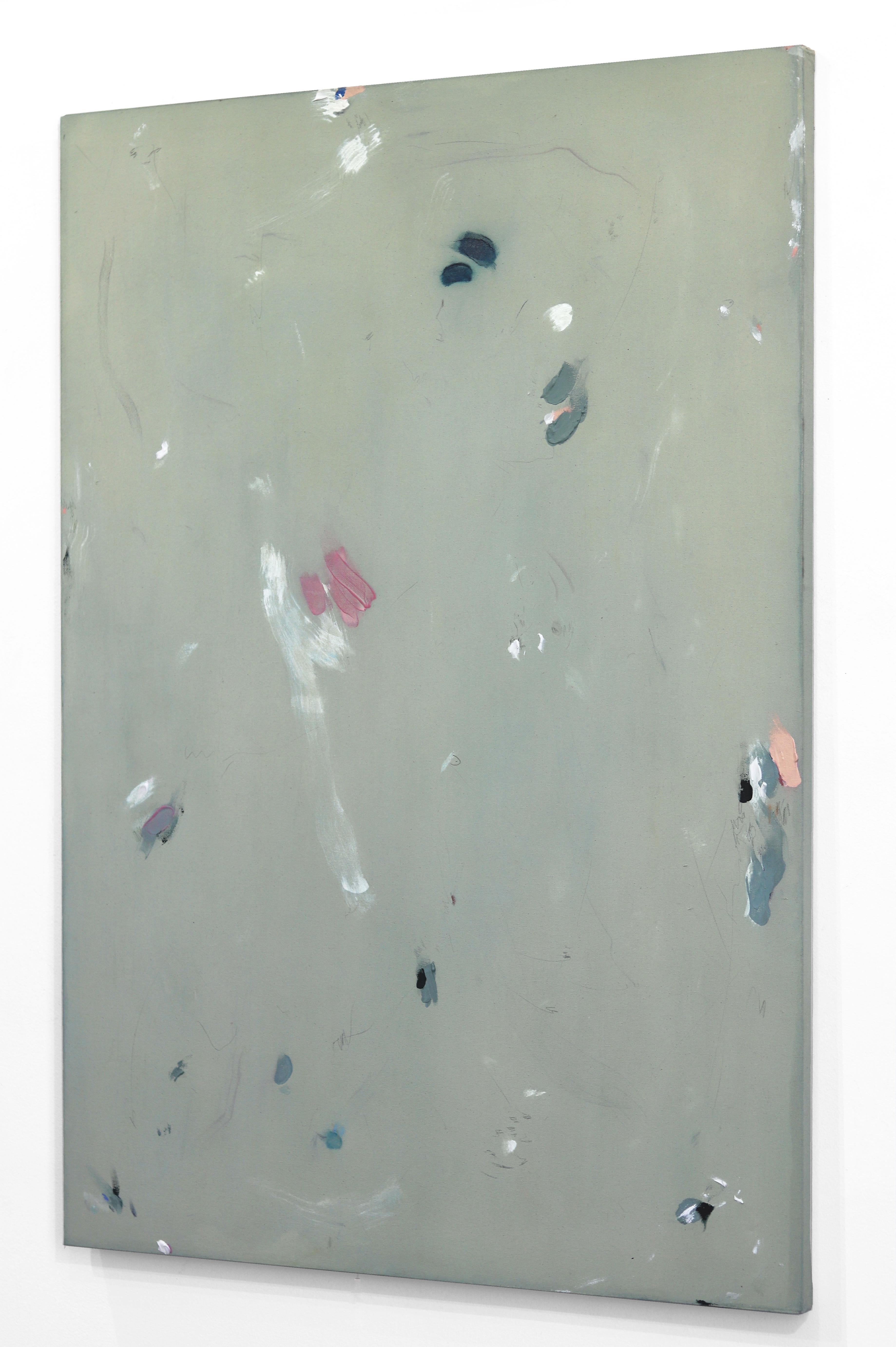 Till Forever Falls Apart - Green Minimalist Abstract Painting on Canvas For Sale 3