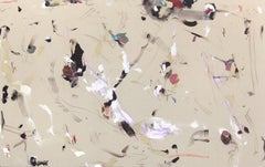 Wall of Eyes, peinture abstraite texturée minimaliste sur toile naturelle