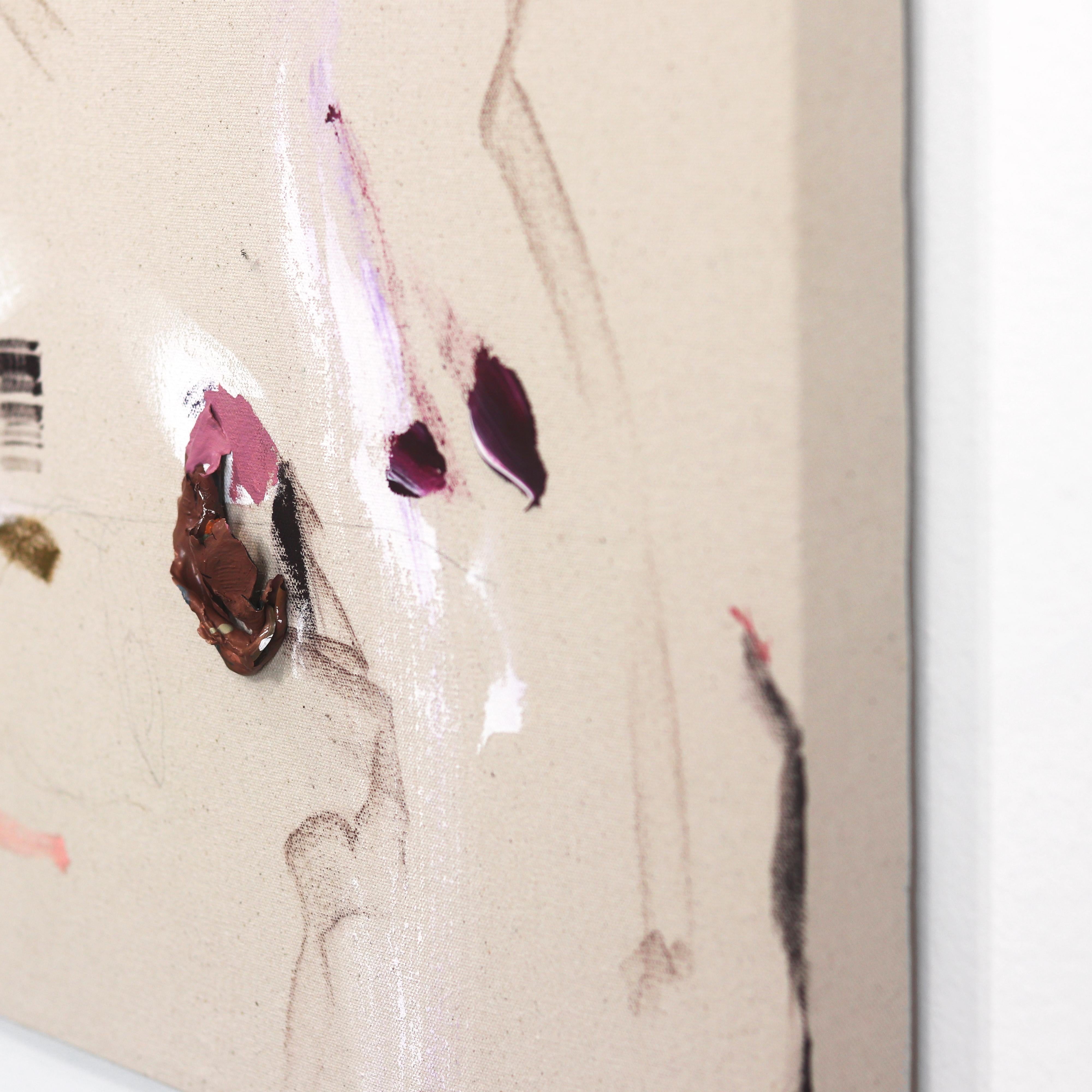 Wand der Augen – Minimalistisches, strukturiertes, abstraktes Gemälde auf natürlicher Leinwand im Angebot 7