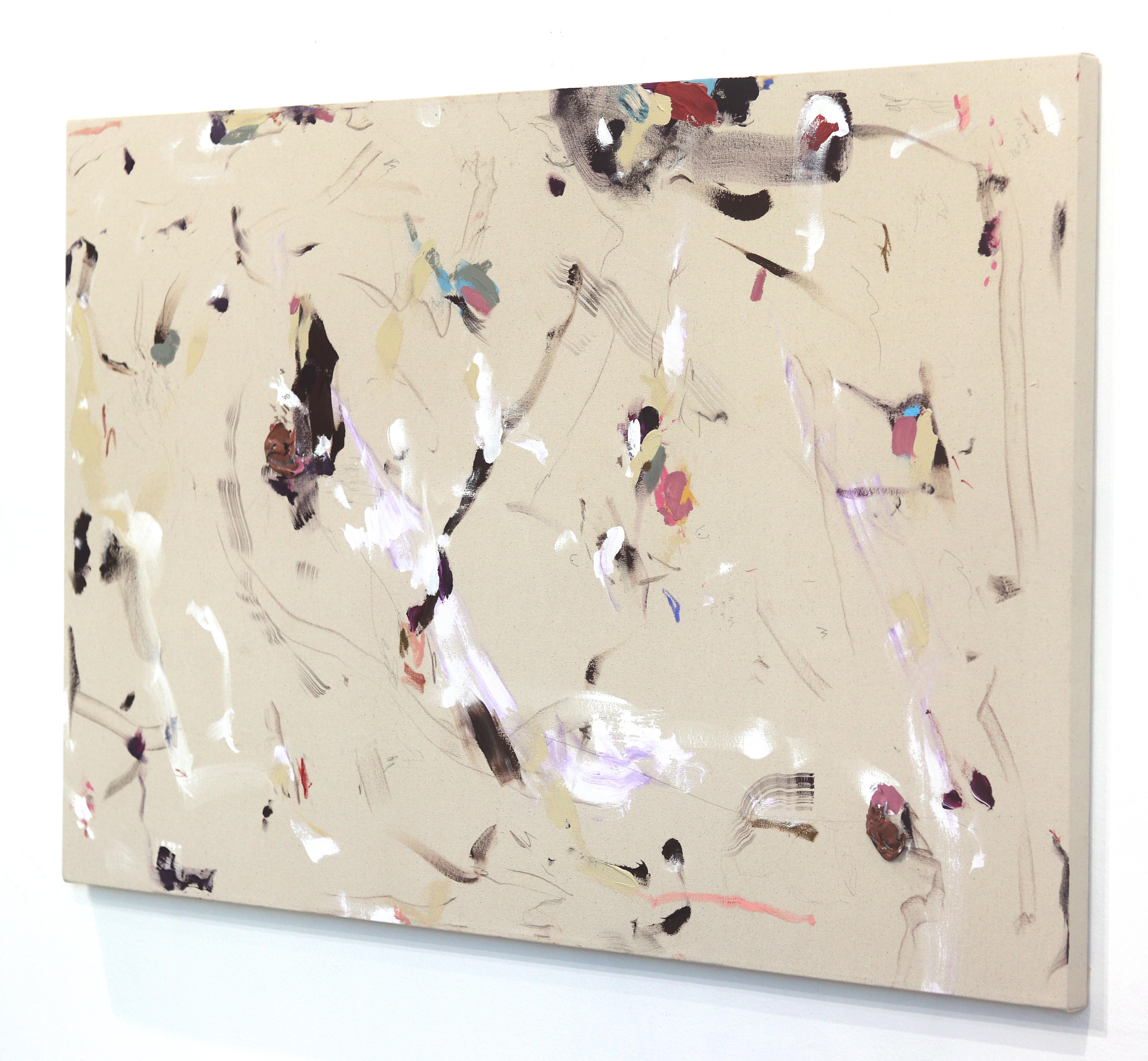 Wand der Augen – Minimalistisches, strukturiertes, abstraktes Gemälde auf natürlicher Leinwand im Angebot 2
