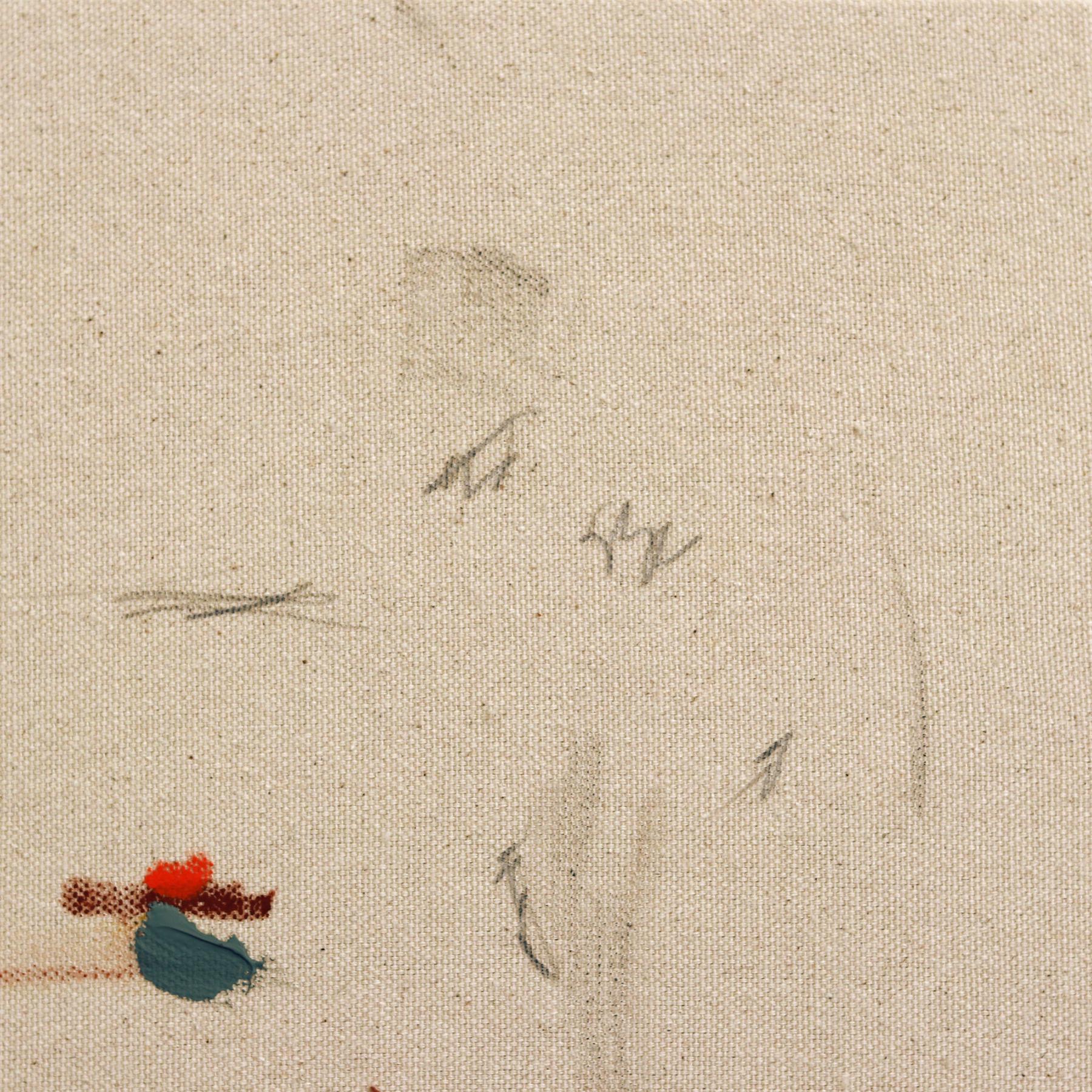 Sí - Pintura abstracta minimalista sobre lienzo natural en venta 2