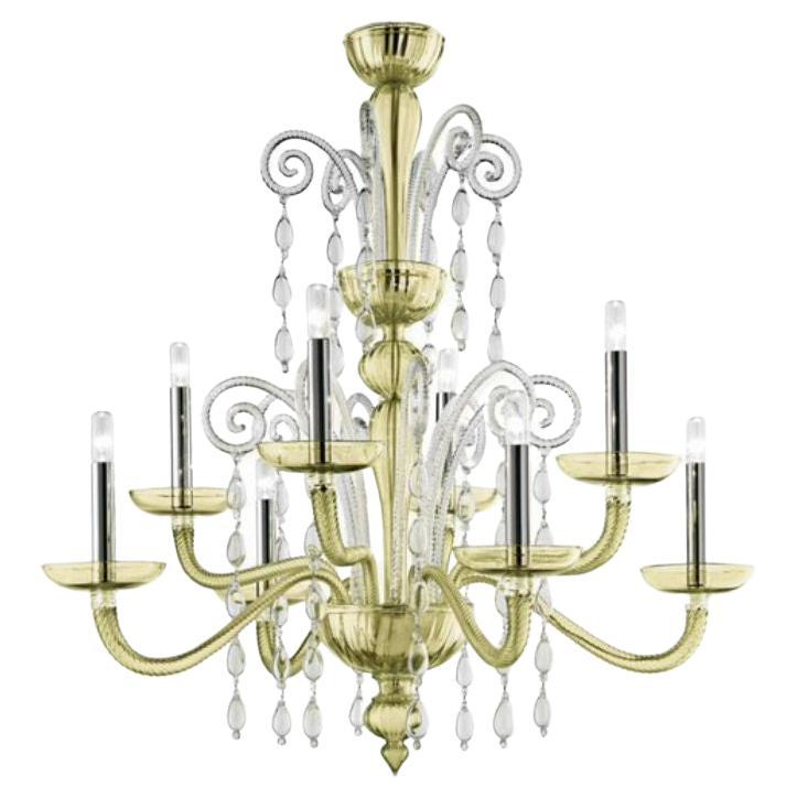 Taymyr 5589 chandelier - 8 bulbs - Olive Venetian Crystal For Sale