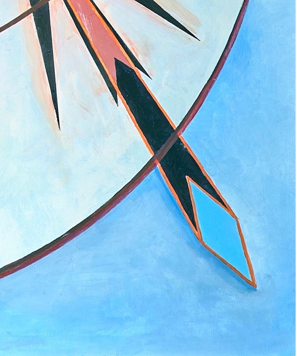 Vögel, Geometrisches Mandala Abstraktes Gemälde Blau und Gold, Modernes Design 60 x 42 im Angebot 4