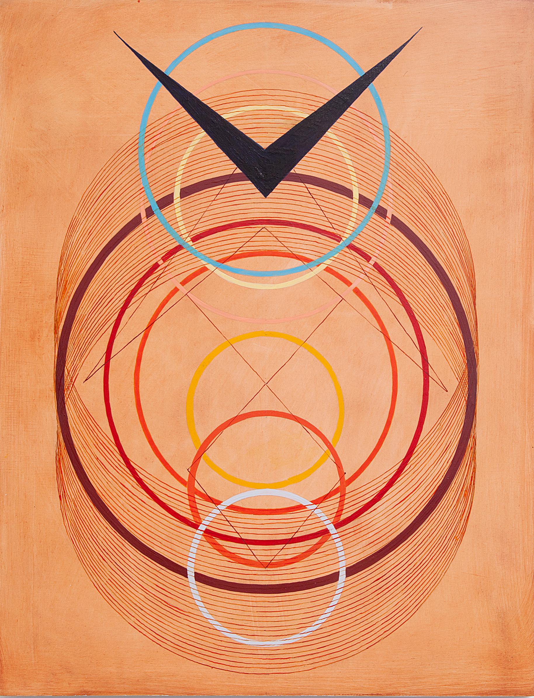 Tayo Heuser, Arrival, 2016, ink on wood panel, Meditative, Abstract Geometric