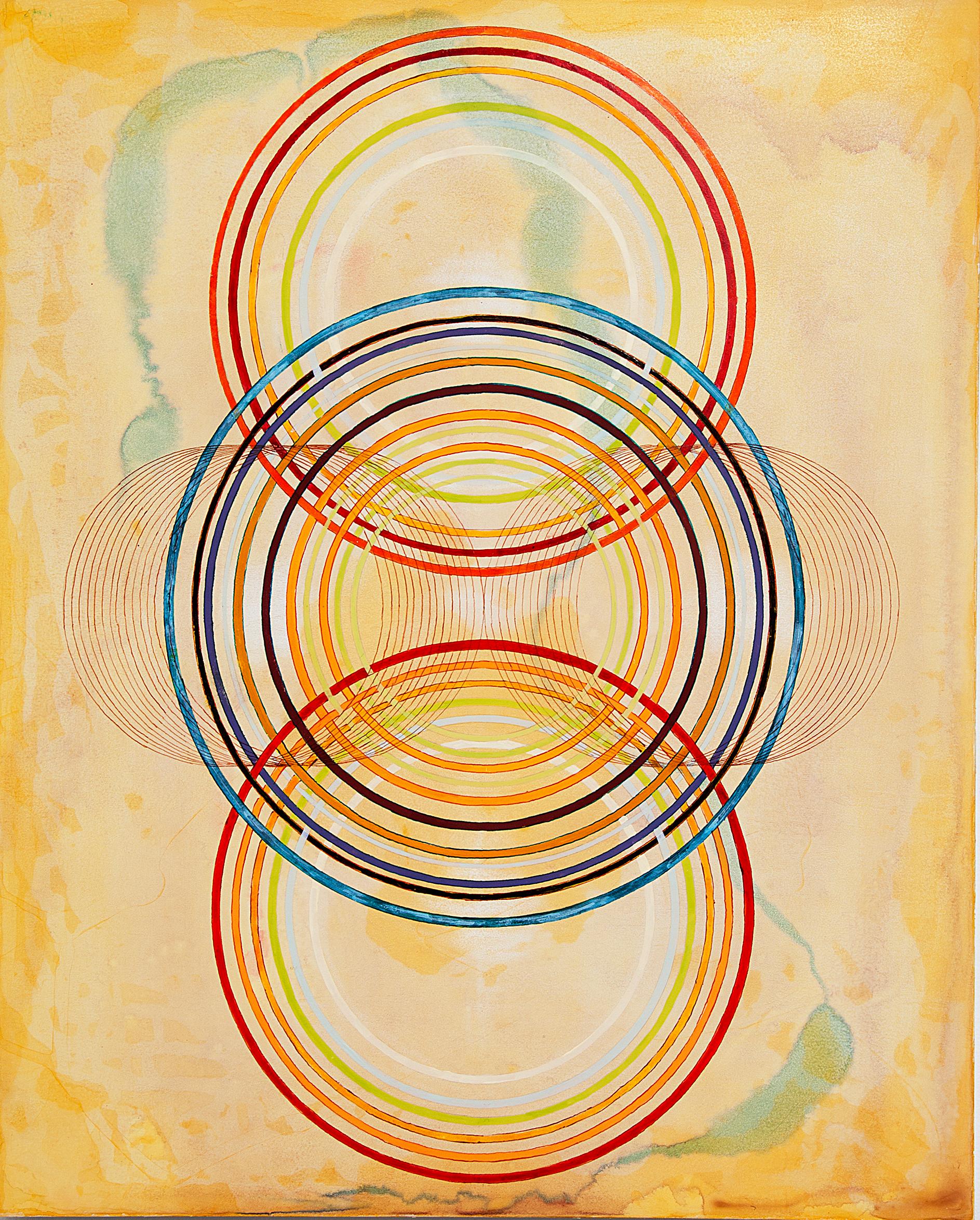Tayo Heuser, Transverse Wave, 2016, ink on wood, Geometric Abstraction, Meditate For Sale 1