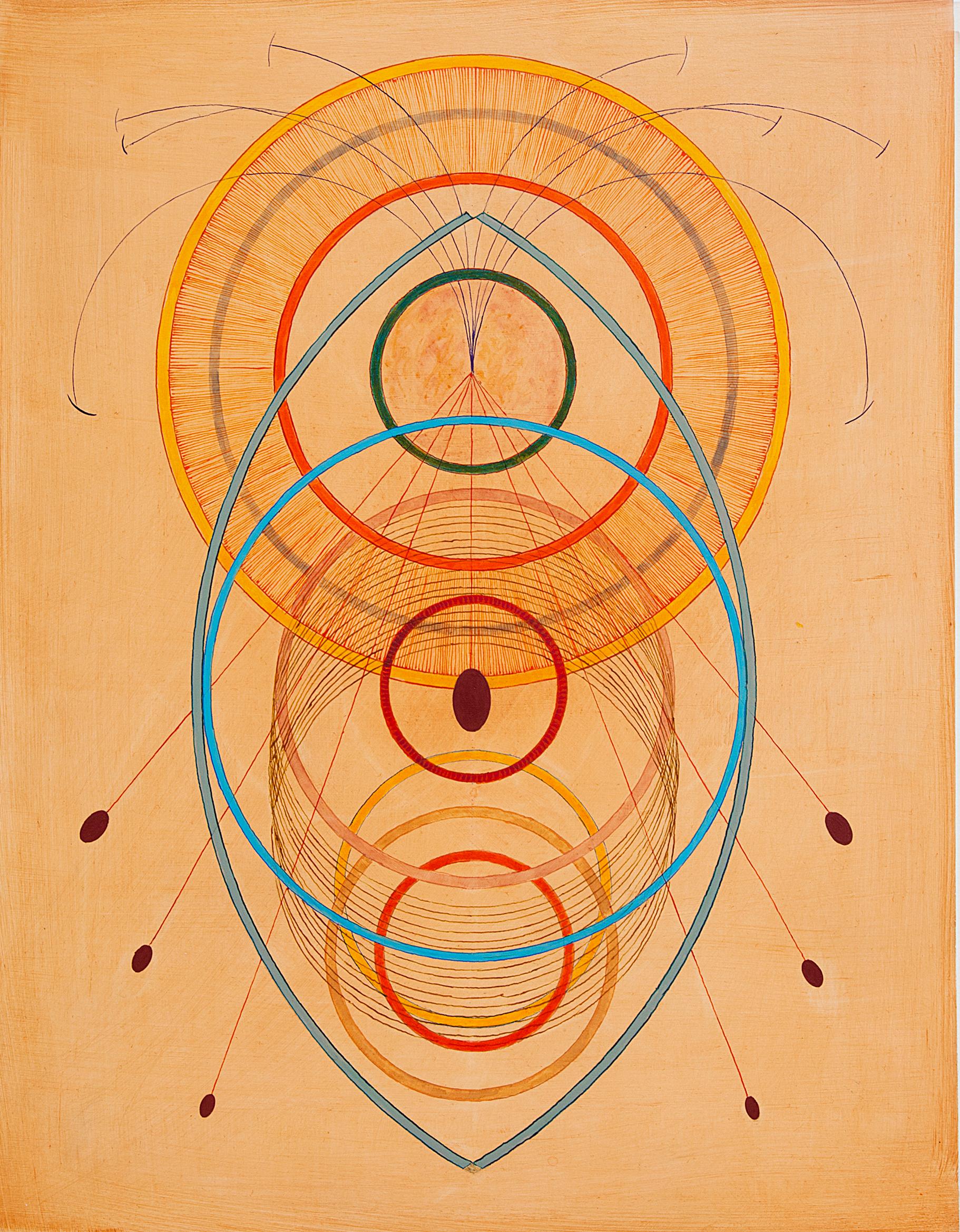 Tayo Heuser, Transverse Wave, 2016, ink on wood panel, 18