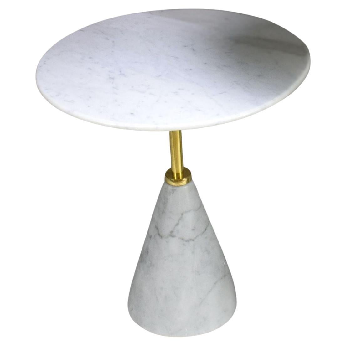 Taz-M Contemporary Brass Marble Side Table by Jonathan Amar