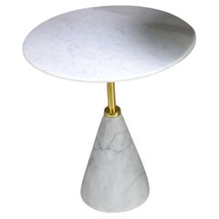 Taz-M Contemporary Brass Marble Side Table by Jonathan Amar