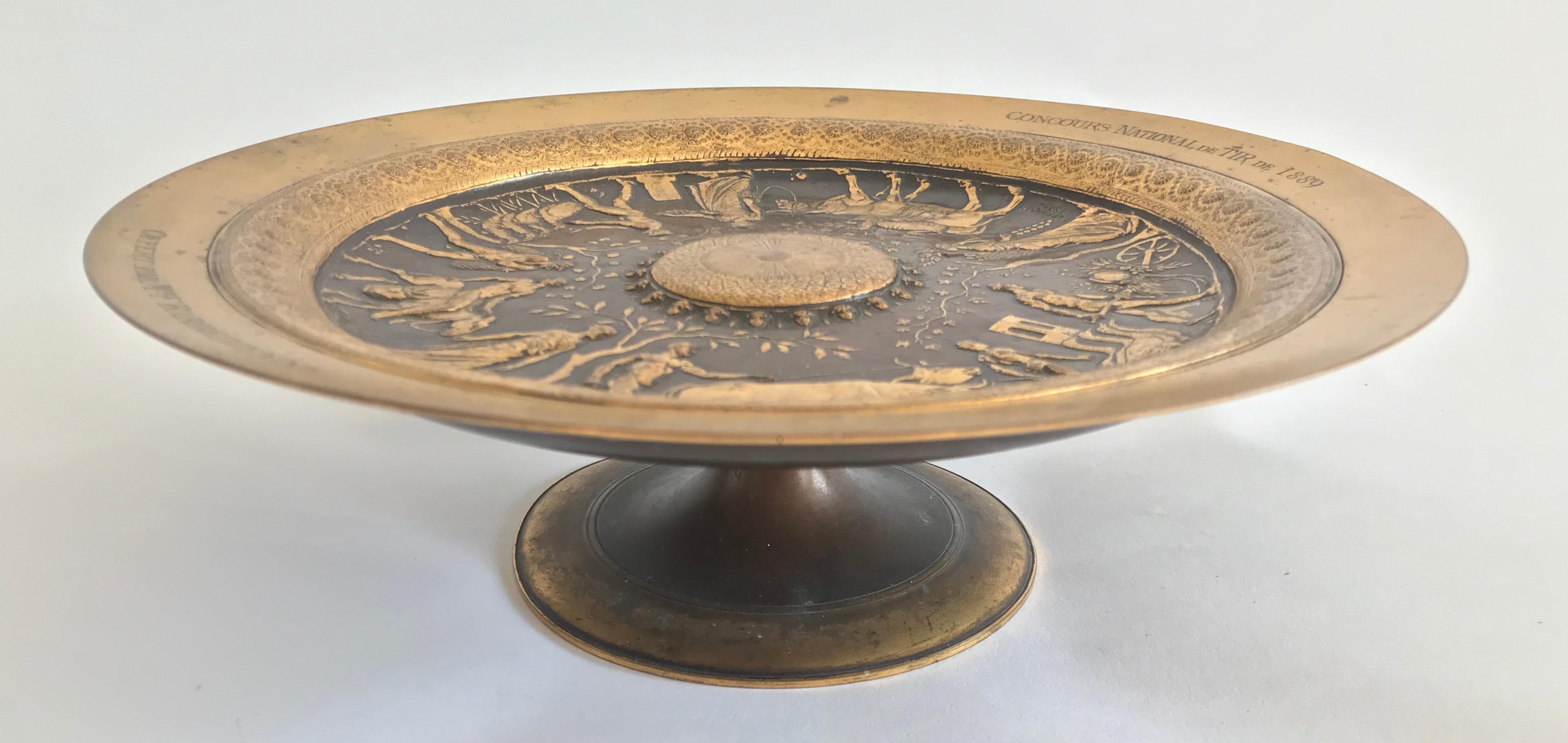 Greek Revival Tazza in Bronze, French, 1889 For Sale