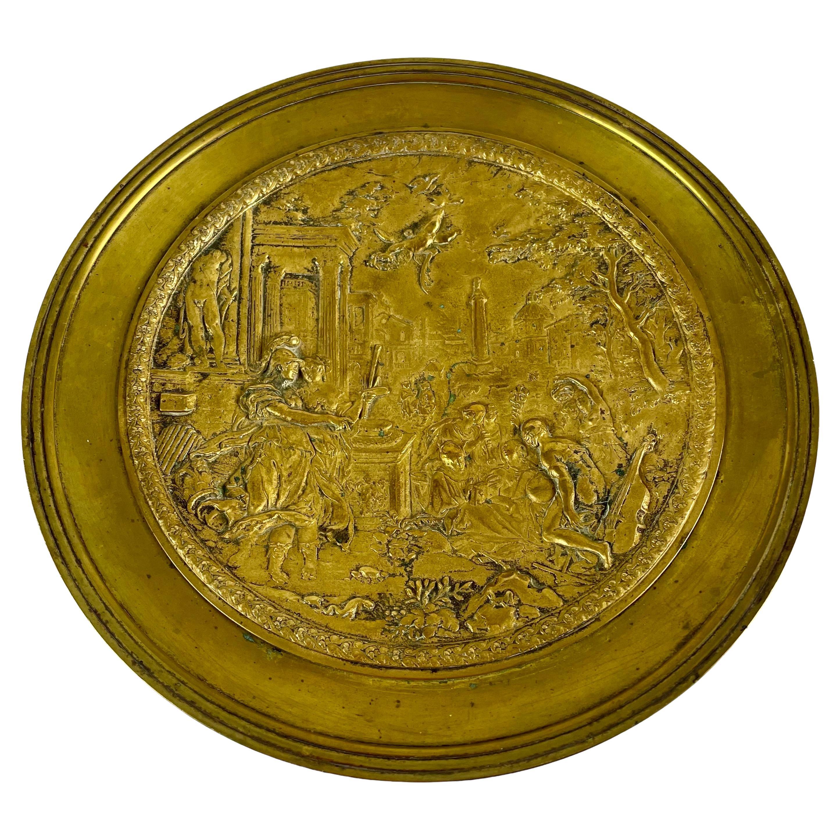 Tazza Neo Renaissance Pair of Cups Gilt Bronze Decor Deities of Antiquity 19thC. For Sale 4