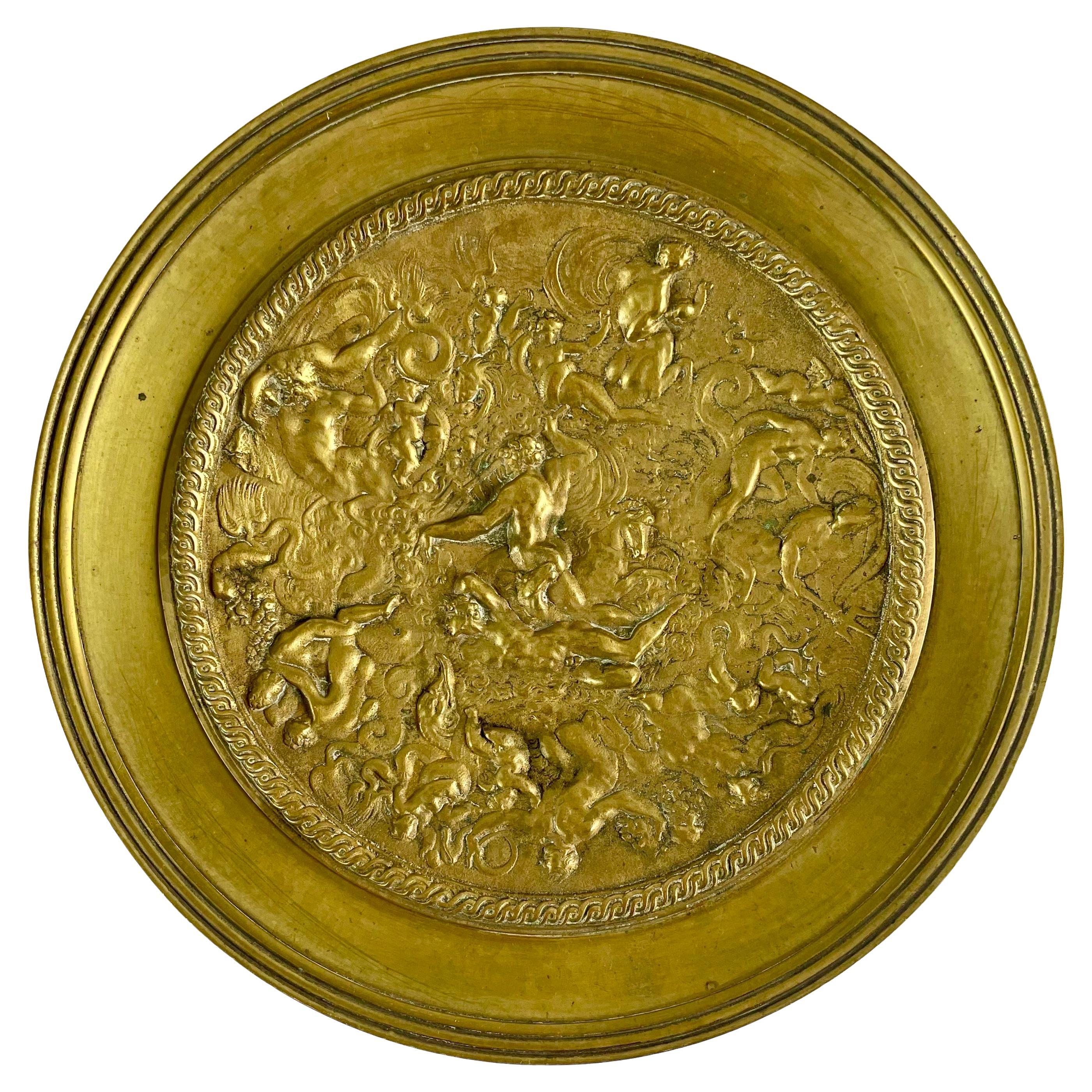 Tazza Neo Renaissance Pair of Cups Gilt Bronze Decor Deities of Antiquity 19thC. For Sale 3