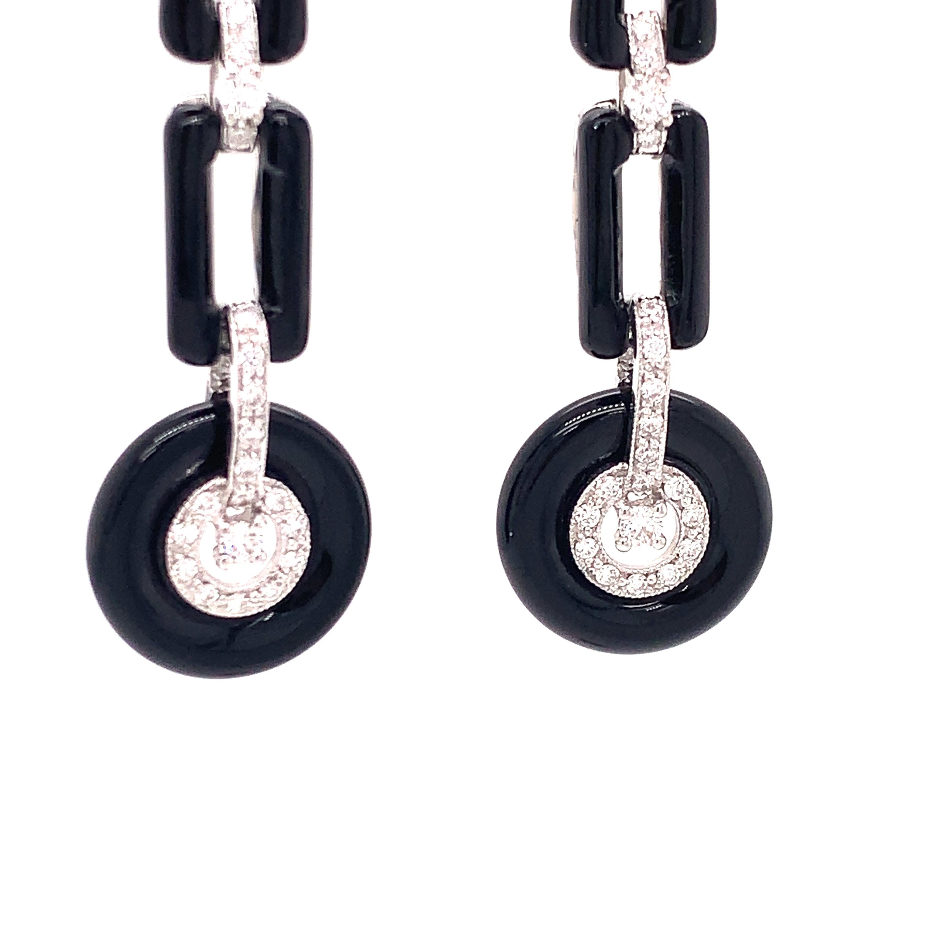 TB Exclusive Black Enamel and Diamond Art Deco Style Earrings In New Condition In Derby, NY