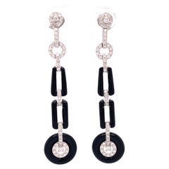 TB Exclusive Black Enamel and Diamond Art Deco Style Earrings