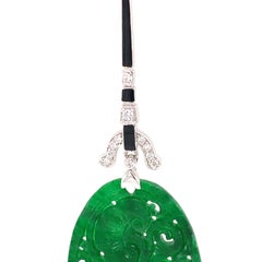 TB Exclusive Black Enamel and Jade Pendant
