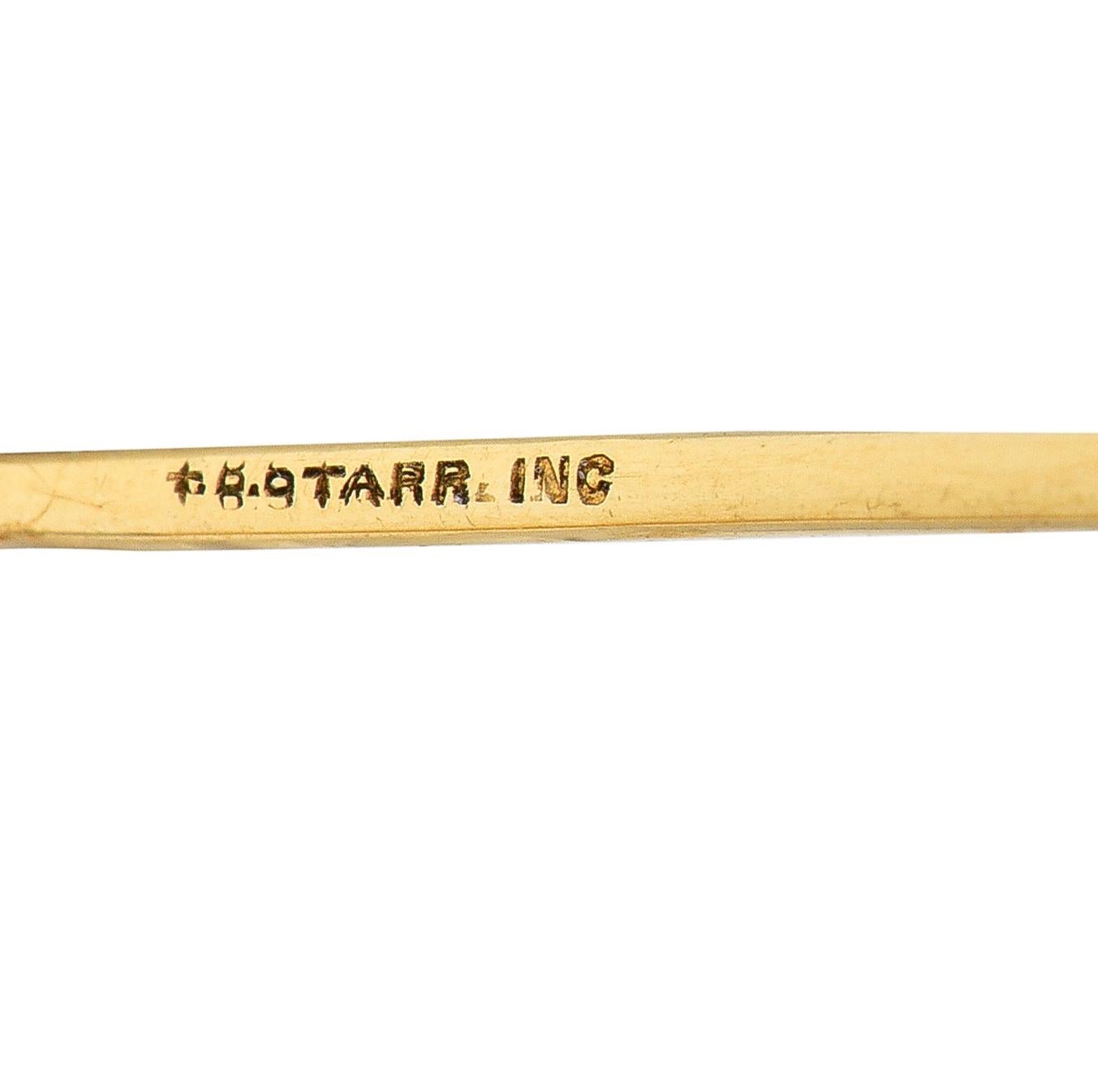 Women's or Men's T.B. Starr Edwardian Diamond Pearl Platinum 18 Karat Yellow Gold Antique Hairpin