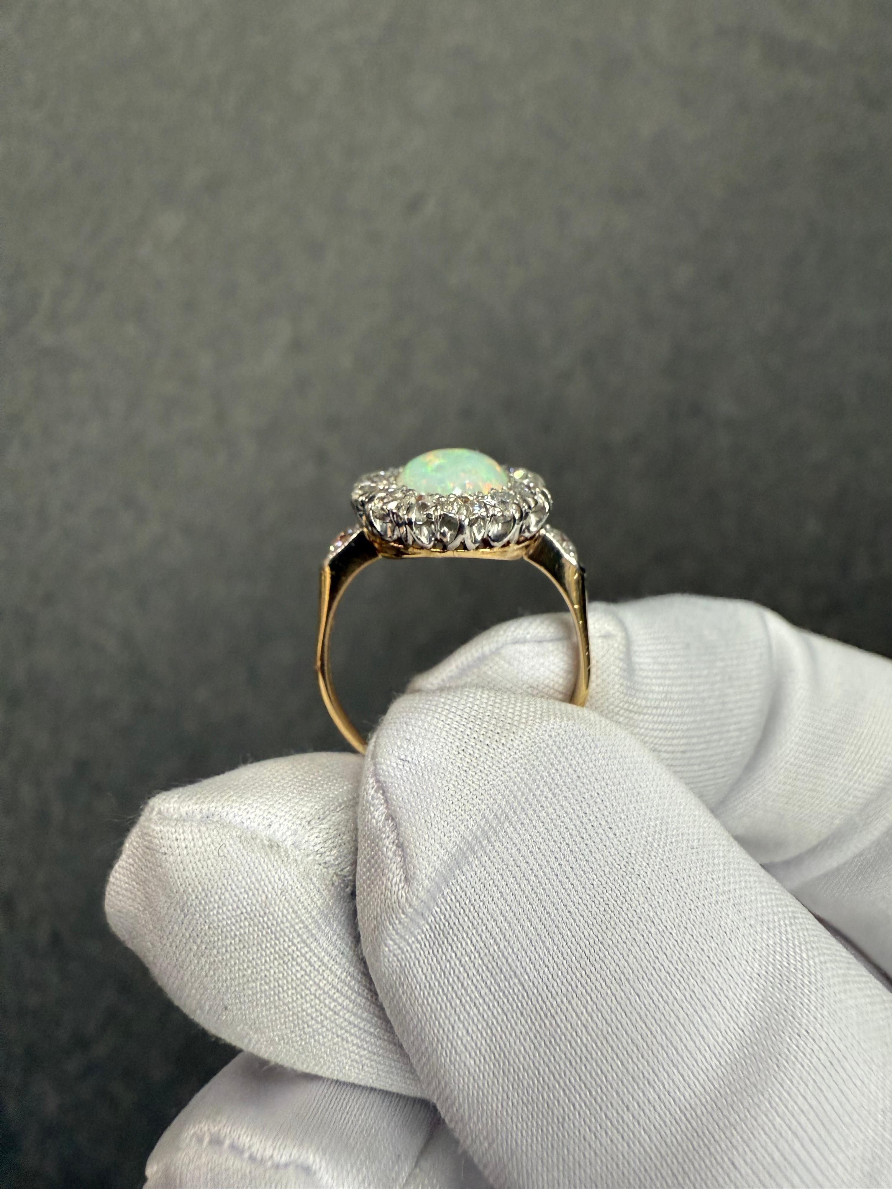 TB Starr Edwardian Opal Diamond Target Ring Circa 1900 For Sale 5
