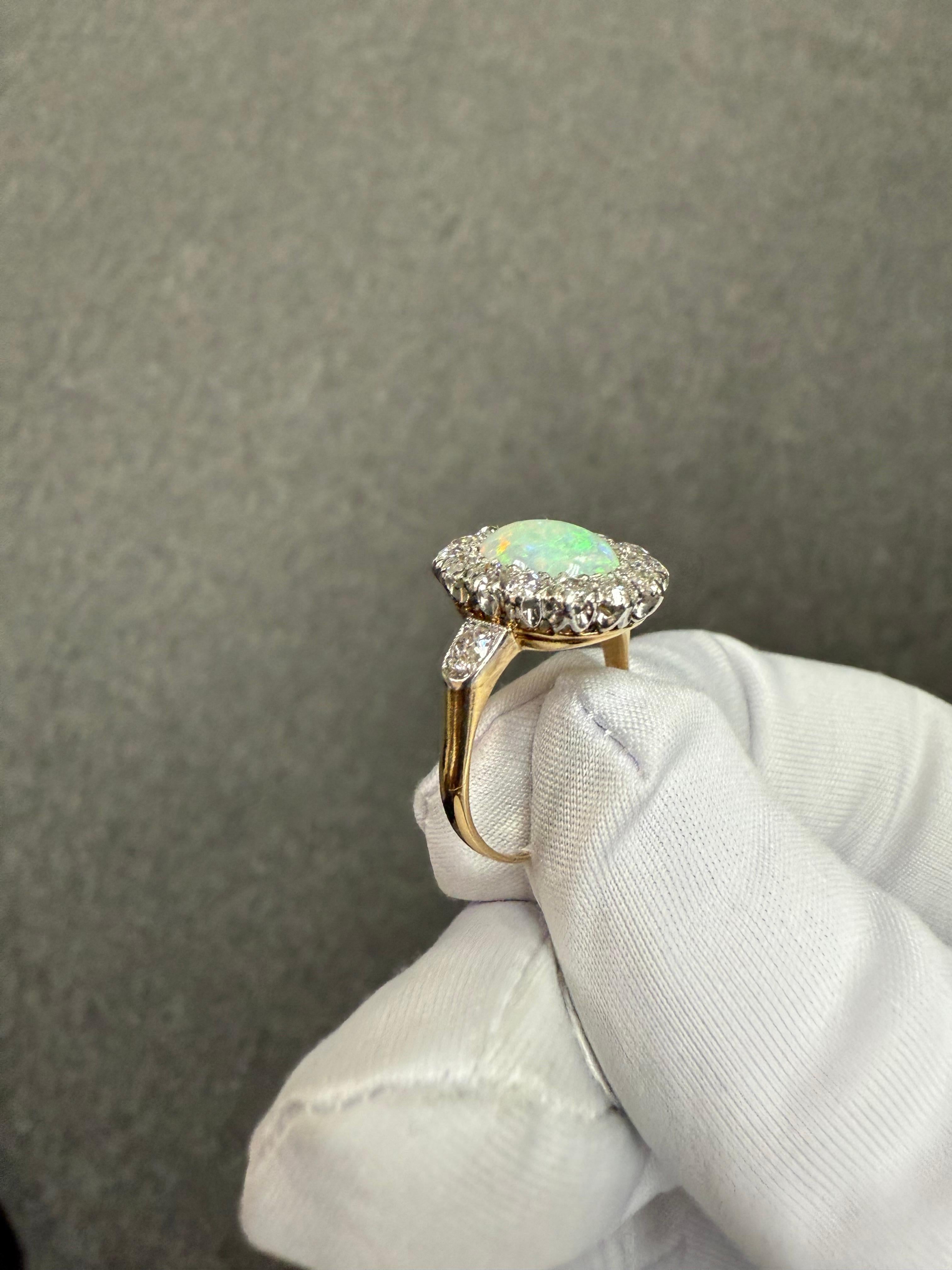 TB Starr Edwardian Opal Diamond Target Ring Circa 1900 For Sale 6