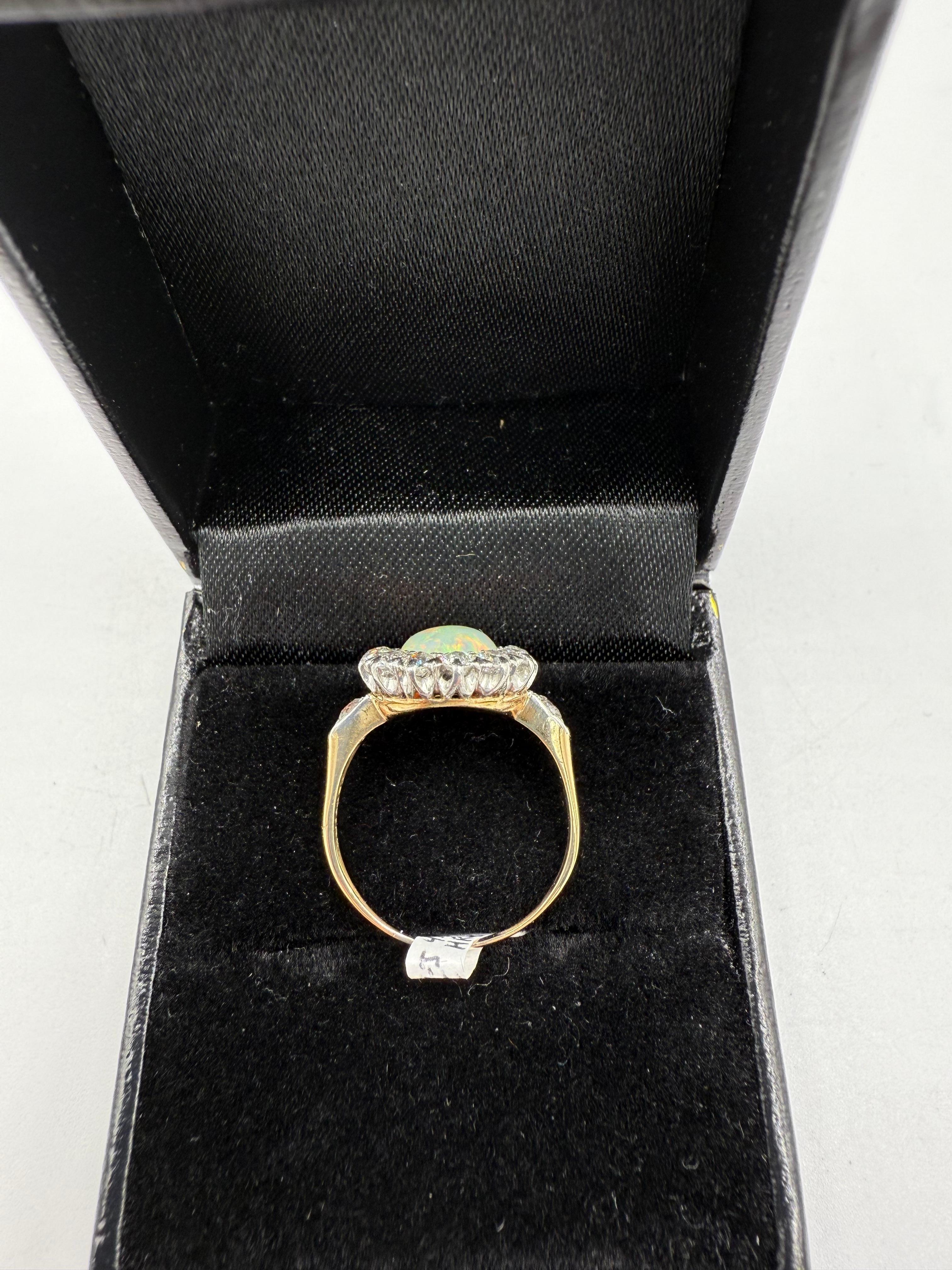 TB Starr Edwardian Opal Diamond Target Ring Circa 1900 For Sale 3